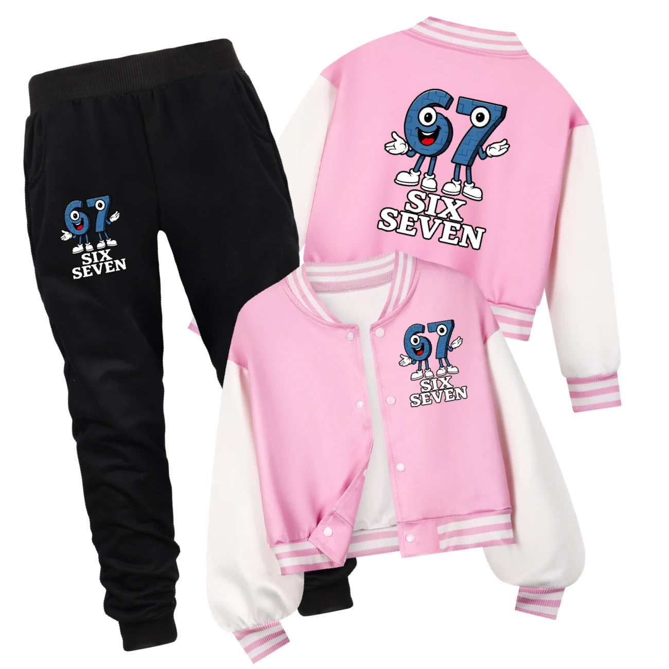 Cropped Varsity Jacket & Jogger Set — 5196, Style 12 · Set · Pink