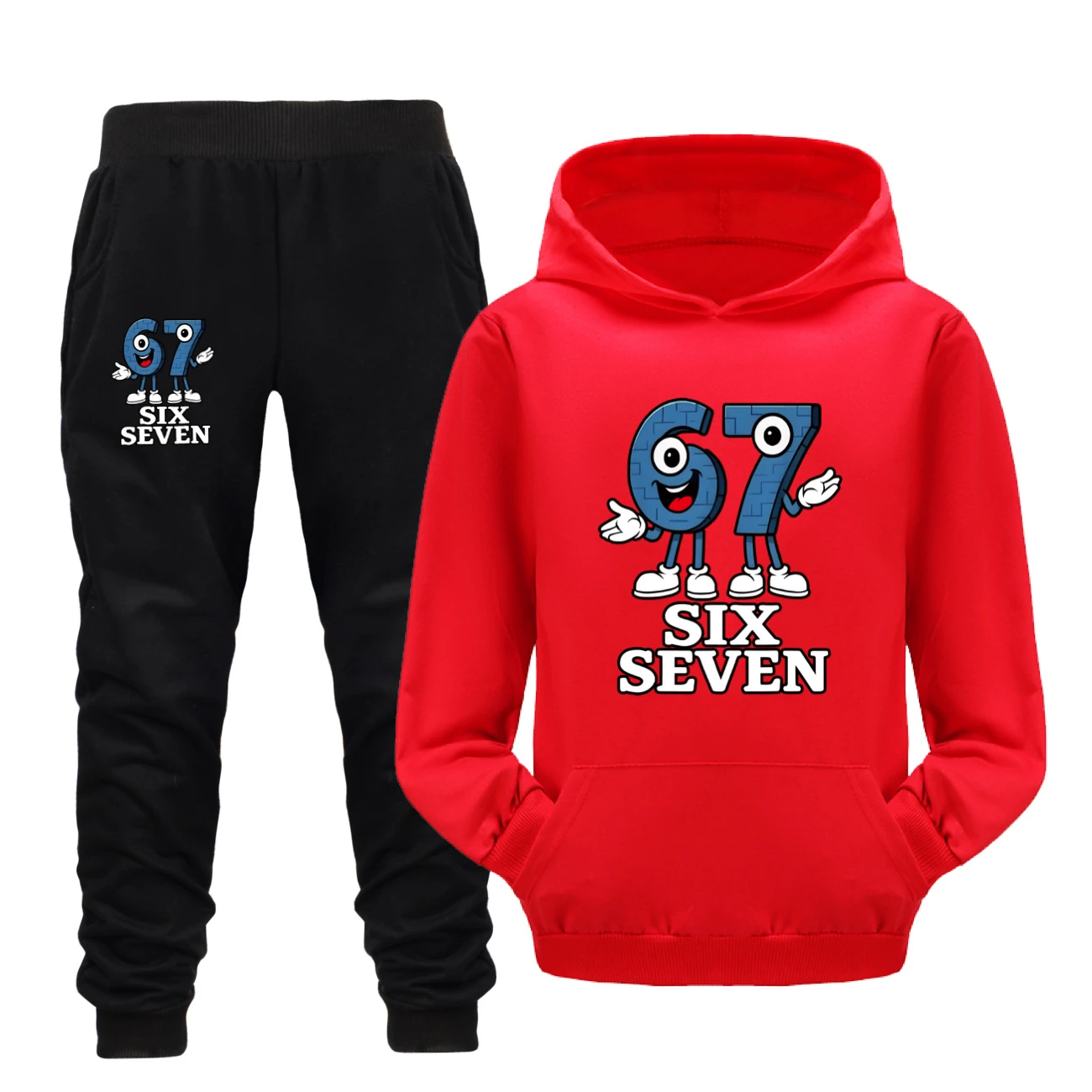 Graphic Hoodie & Jogger Set — 5196 B, Style 23 · Set · Red