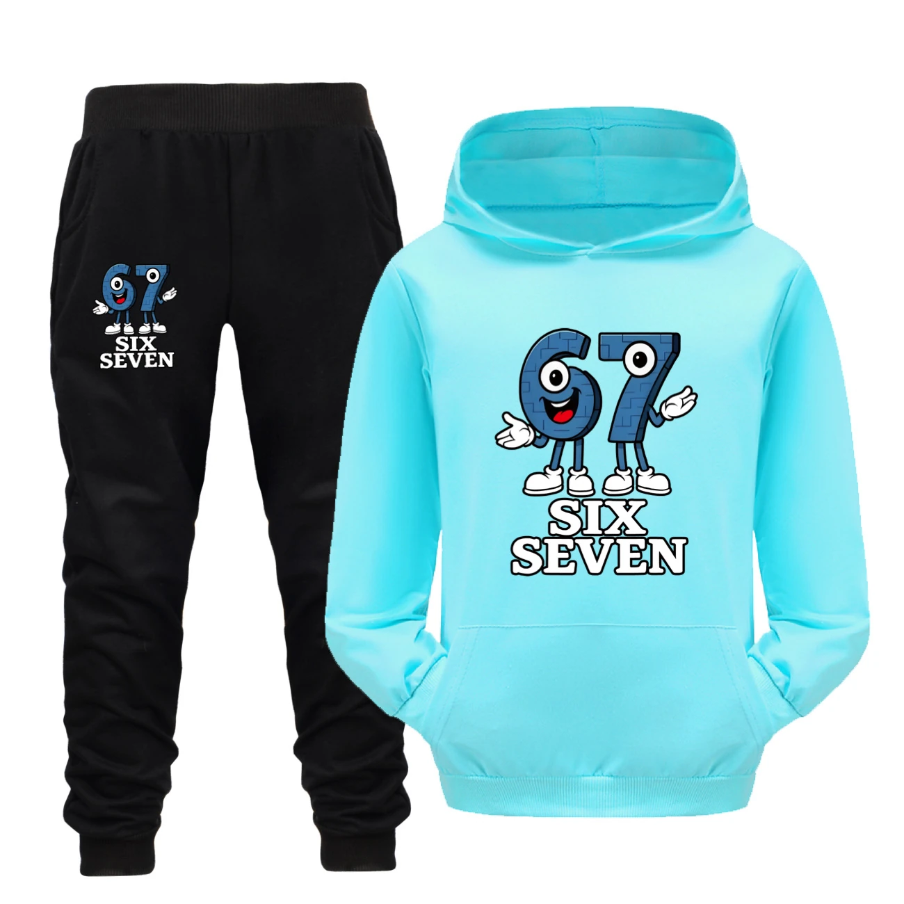 Graphic Hoodie & Jogger Set — 5196 B, Style 31 · Set · Light Blue
