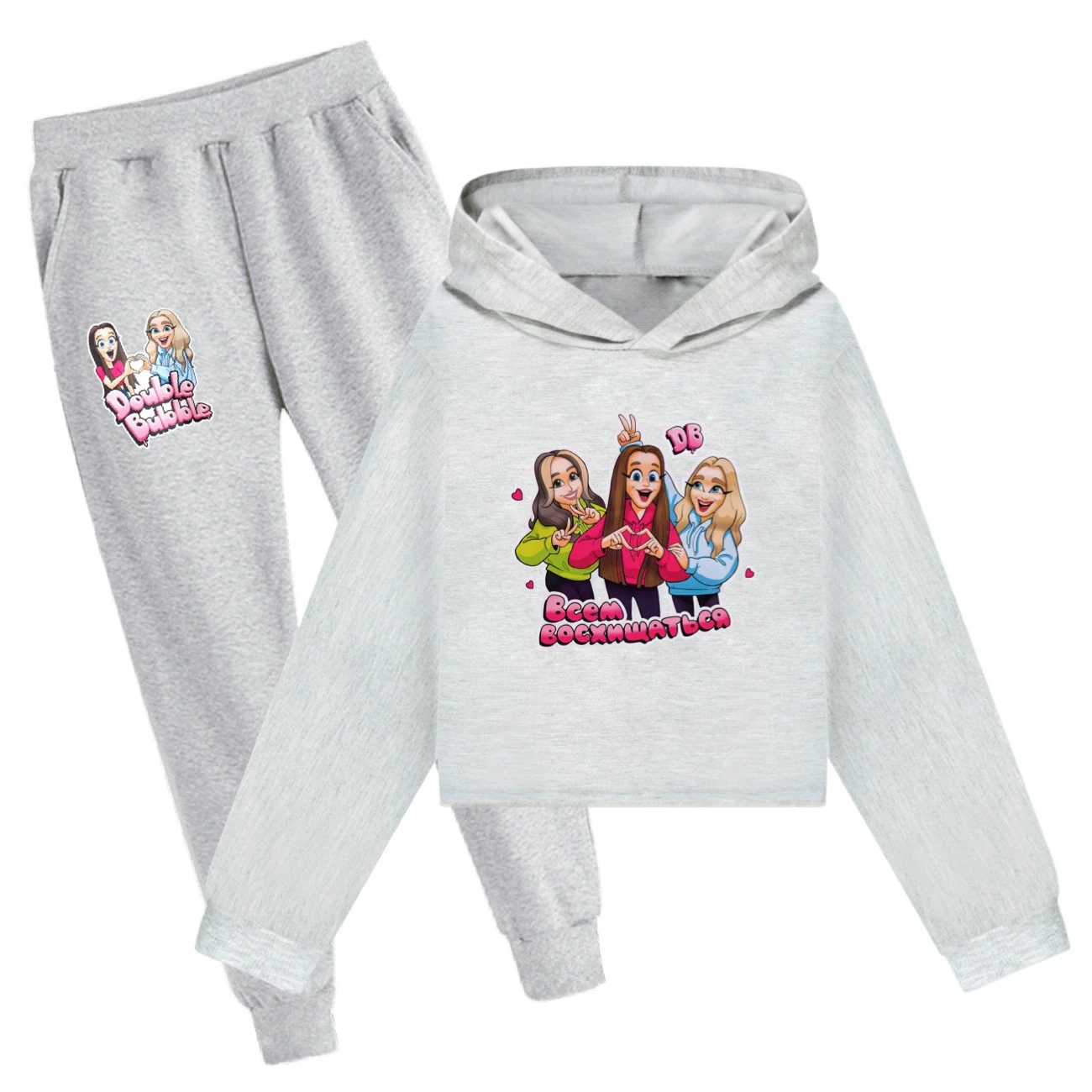Cropped Hoodie Set — 5639 Edition, Style 11 · Set · Grey