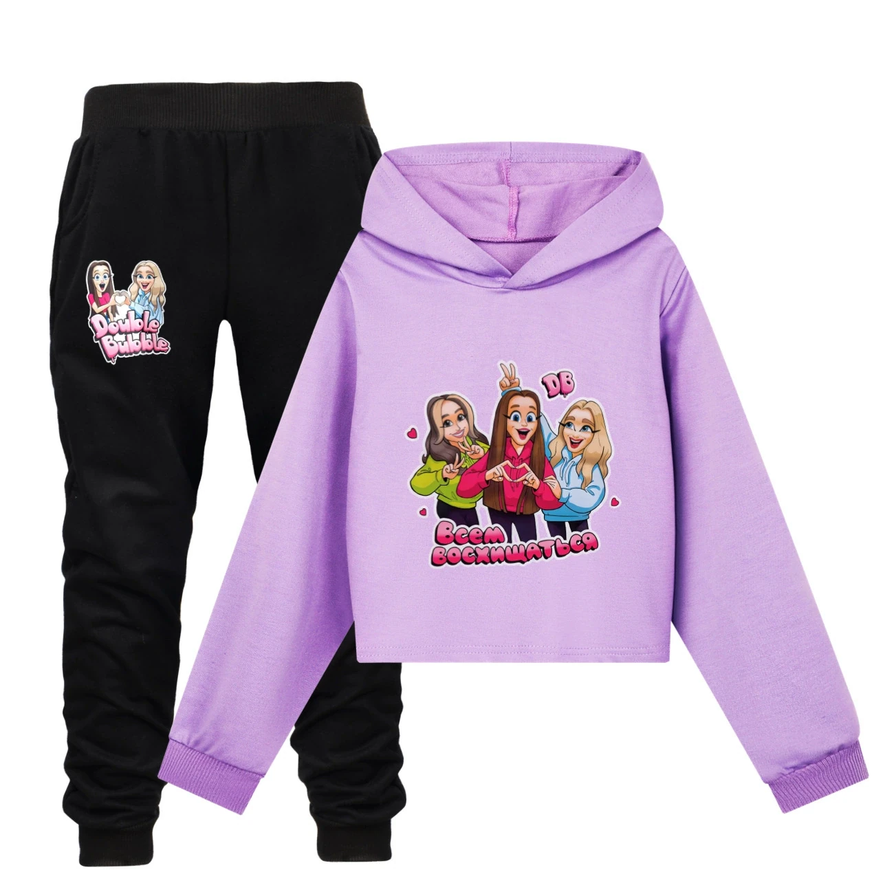 Cropped Hoodie Set — 5639 Edition, Style 15 · Set · Purple