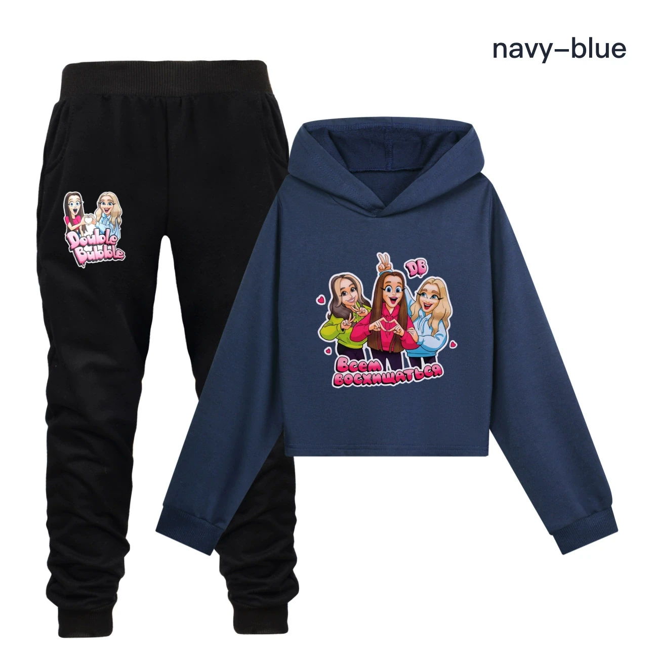 Cropped Hoodie Set — 5639 Edition, Style 16 · Set · Navy