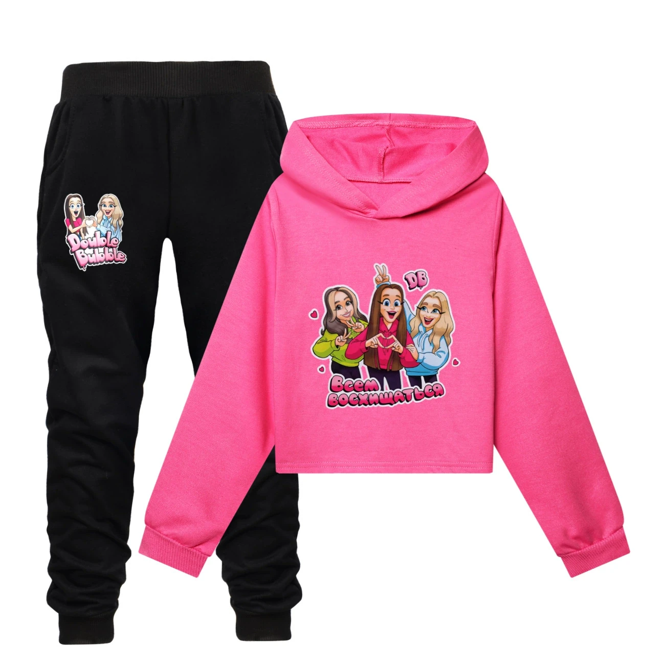 Cropped Hoodie Set — 5639 Edition, Style 18 · Set · Rose