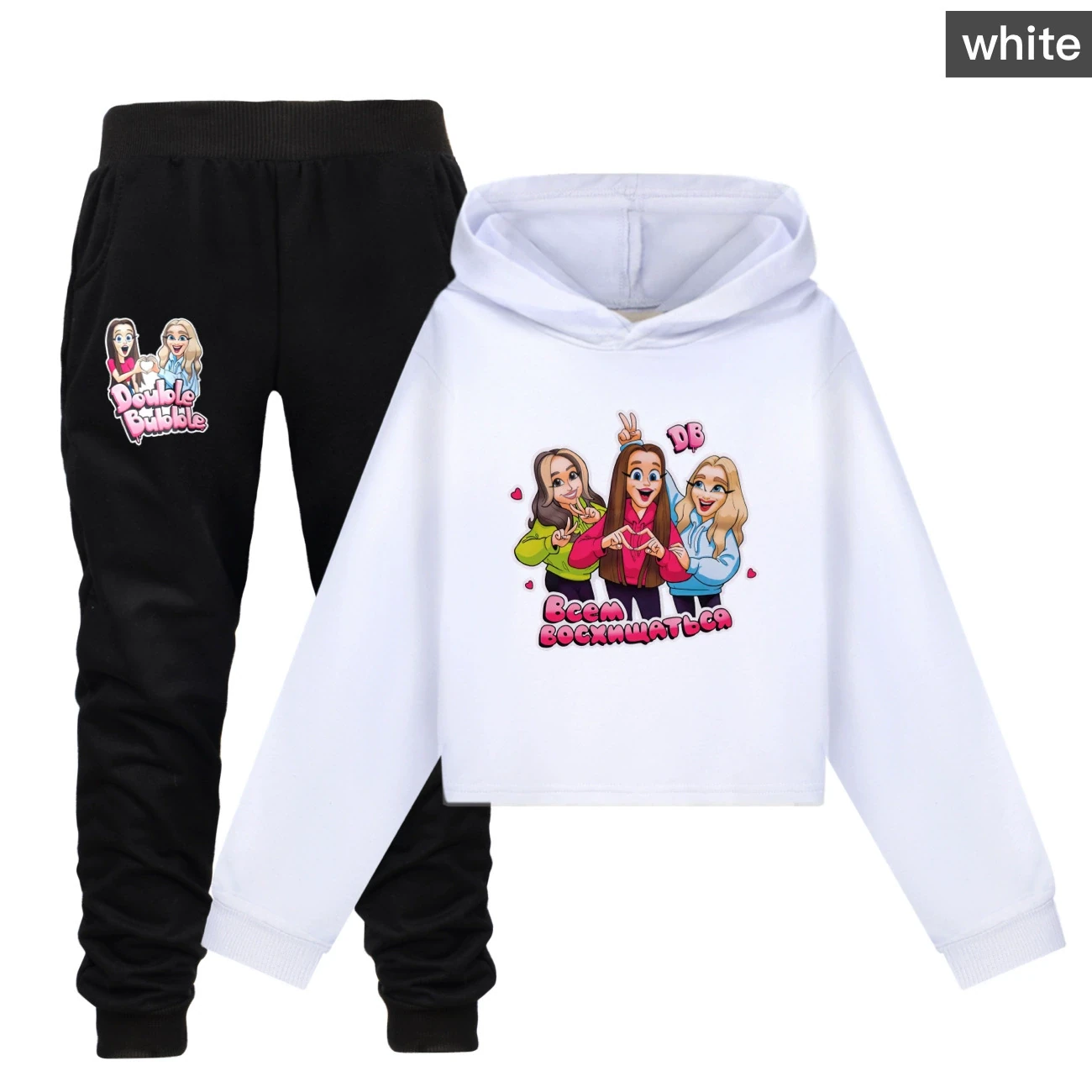 Cropped Hoodie Set — 5639 Edition, Style 21 · Set · White