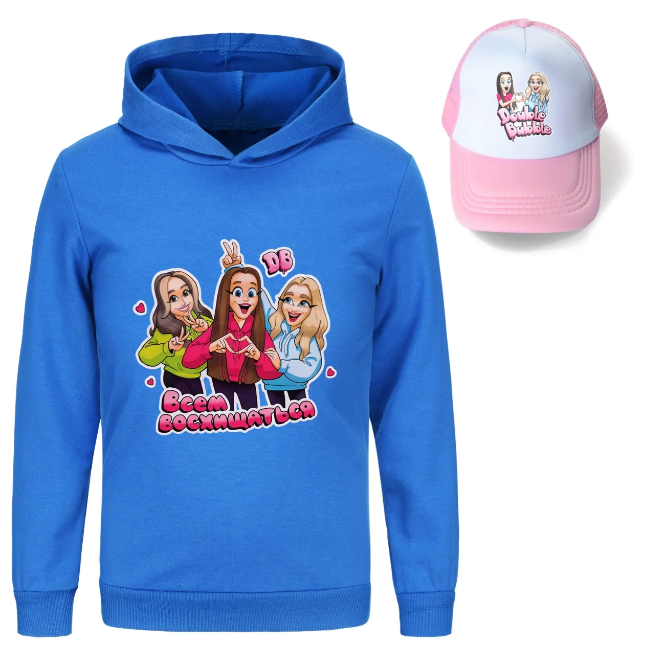 Double-Bubble Hoodie & Sun Hat Set, Style 10 · Deep Blue