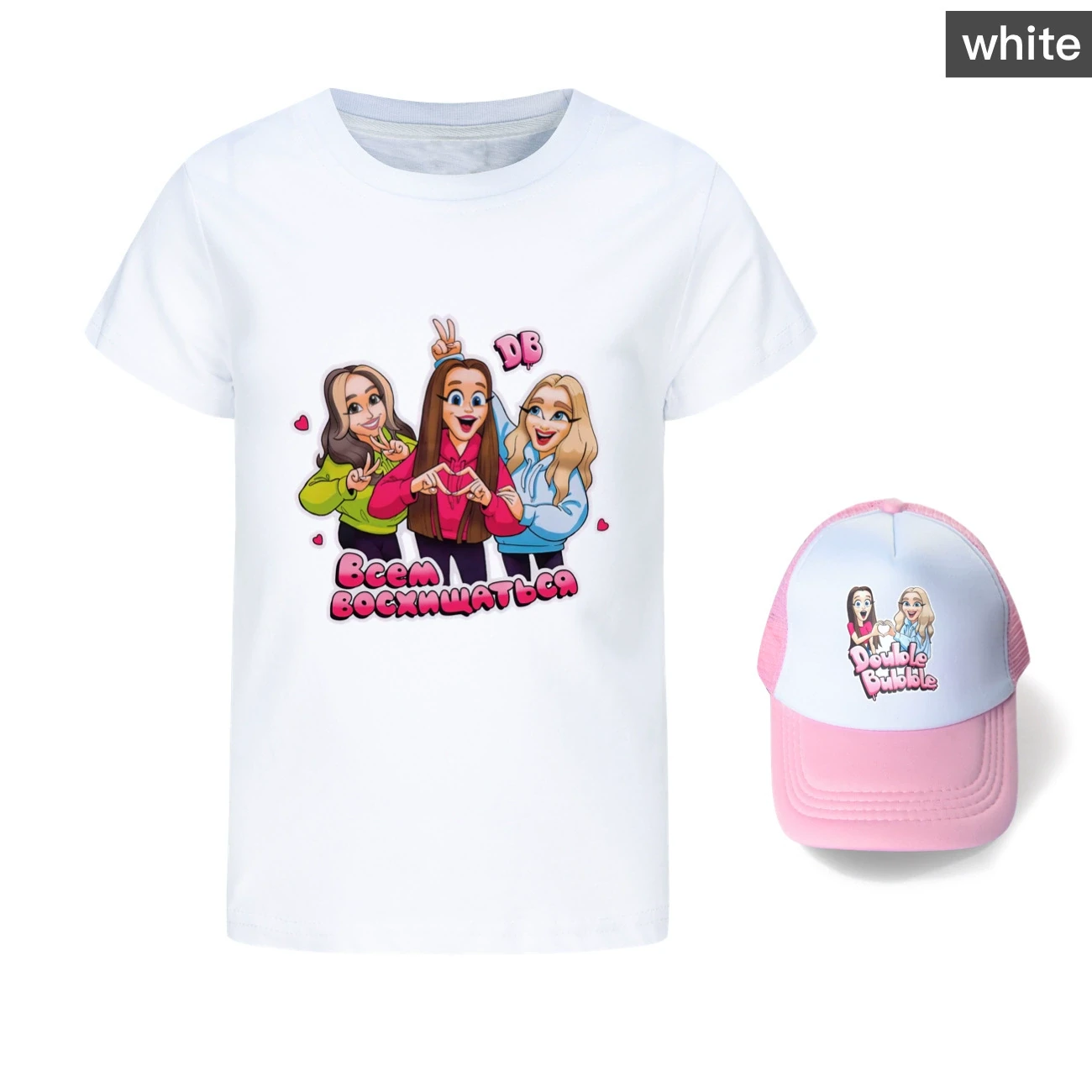 Graphic Tee & Sun Hat Set — 5639 Edition, Style 01 · White