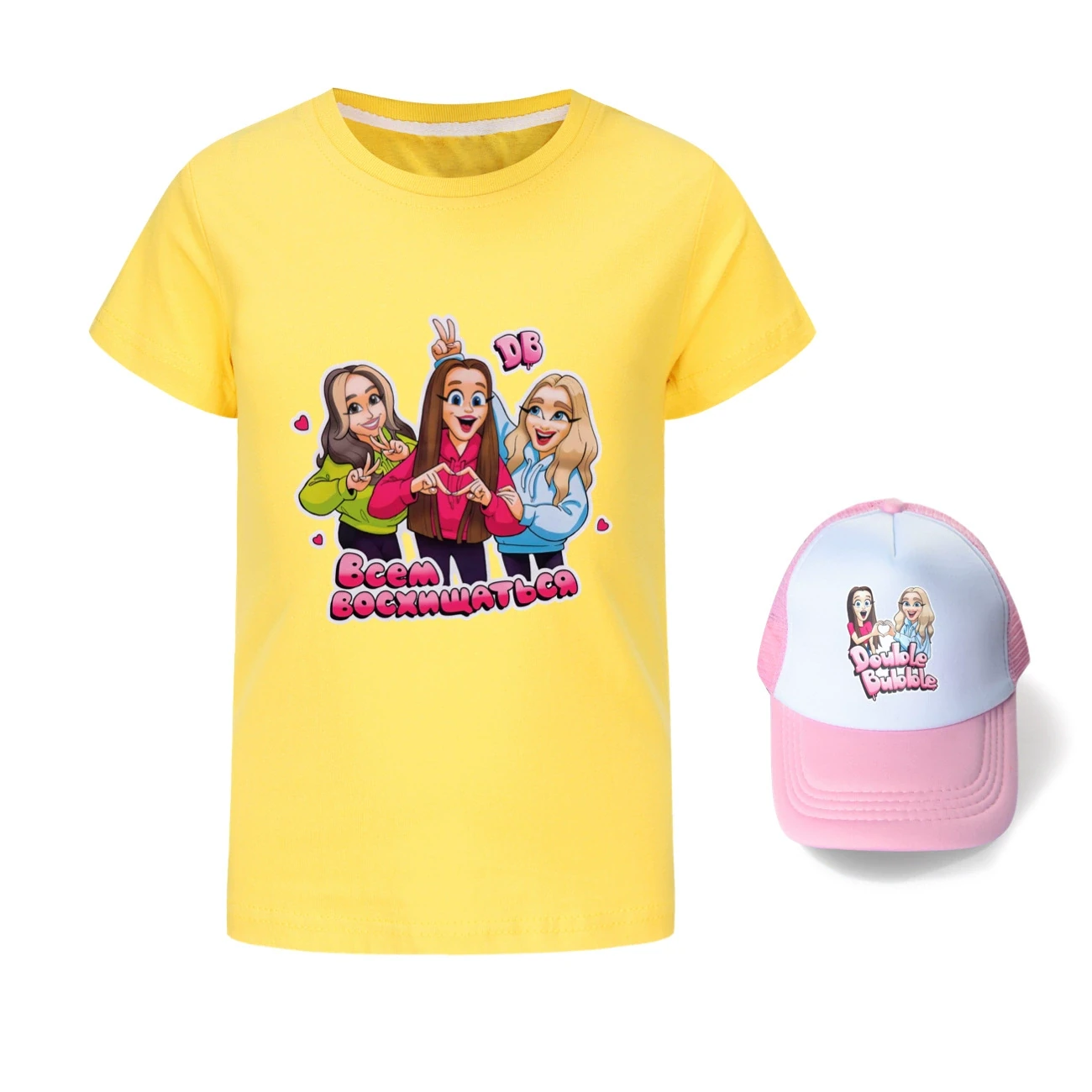 Graphic Tee & Sun Hat Set — 5639 Edition, Style 02 · Yellow