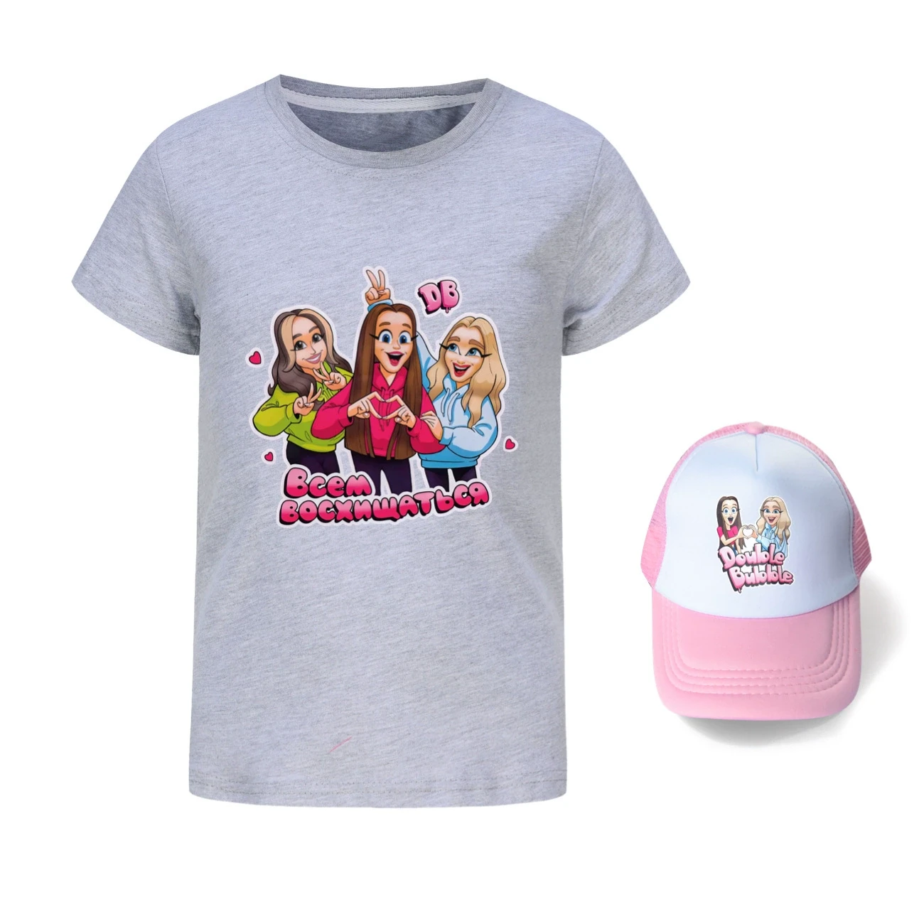Graphic Tee & Sun Hat Set — 5639 Edition, Style 05 · Grey