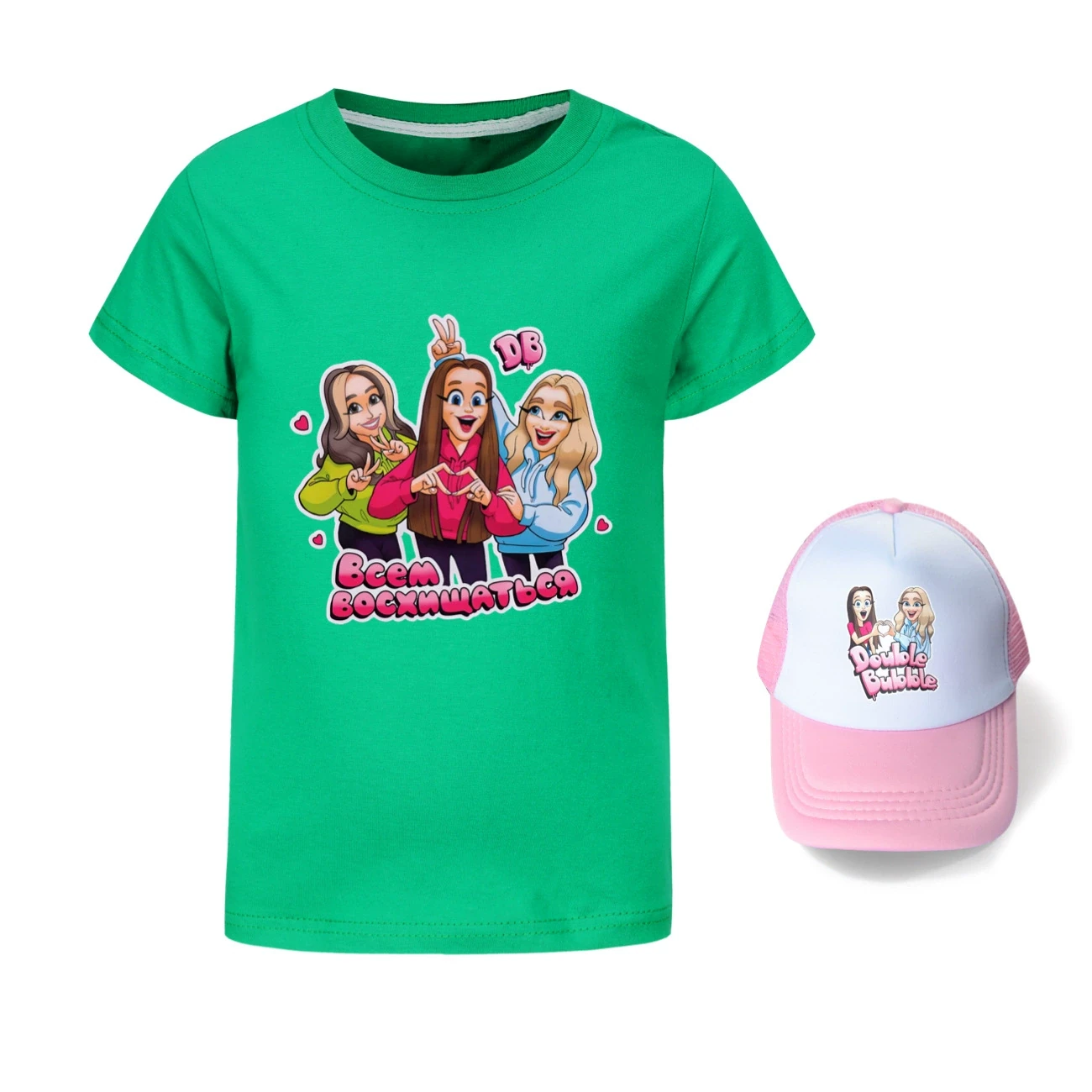 Graphic Tee & Sun Hat Set — 5639 Edition, Style 06 · Green