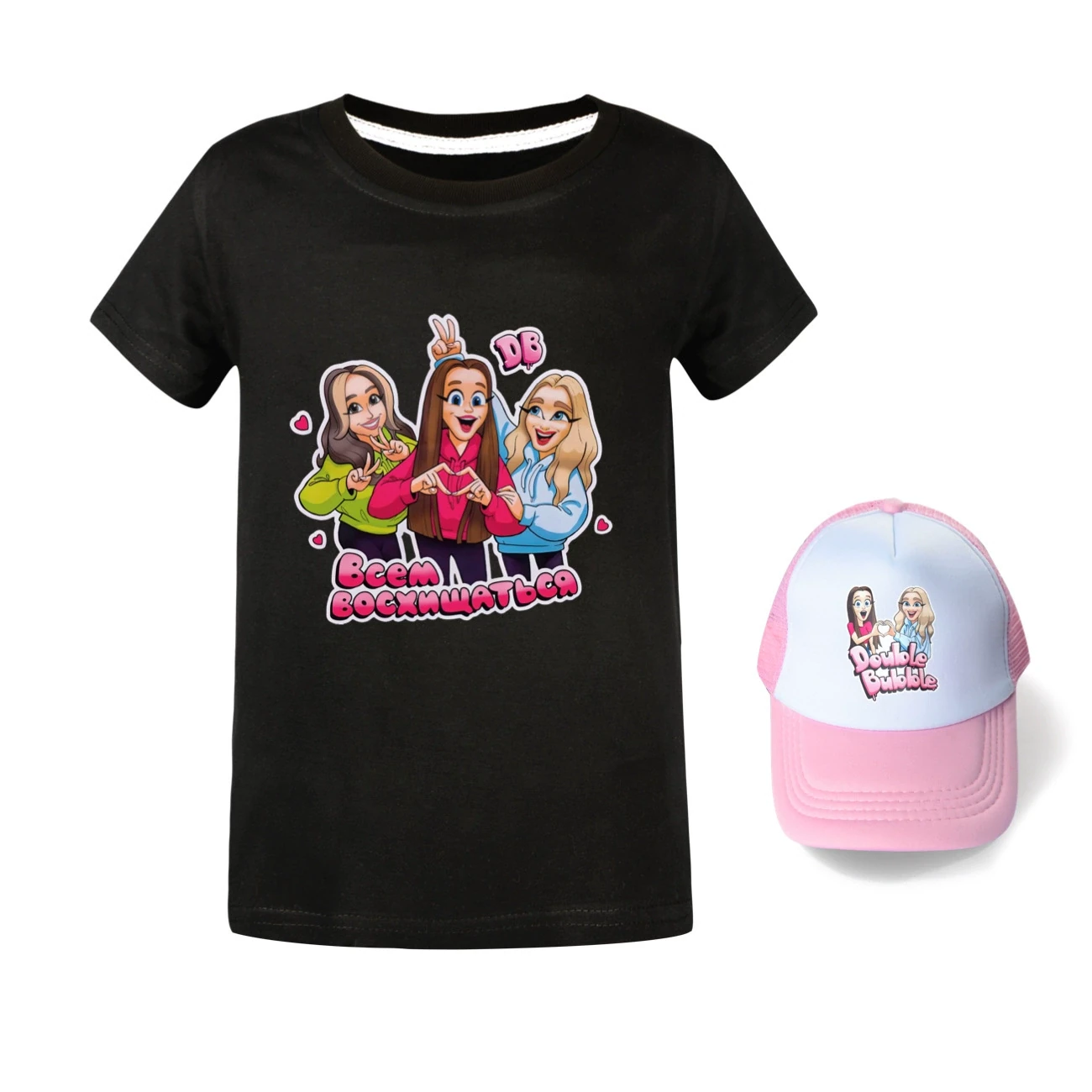 Graphic Tee & Sun Hat Set — 5639 Edition, Style 07 · Black