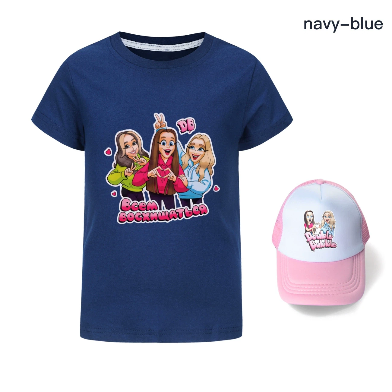 Graphic Tee & Sun Hat Set — 5639 Edition, Style 09 · Navy