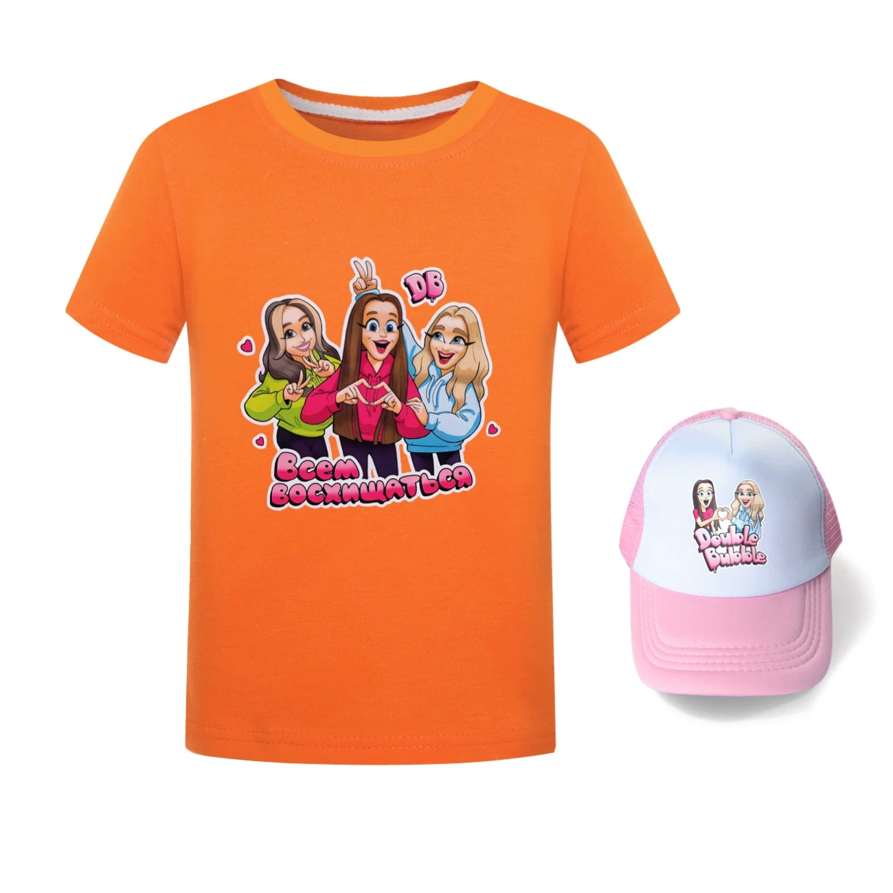 Graphic Tee & Sun Hat Set — 5639 Edition, Style 13 · Orange