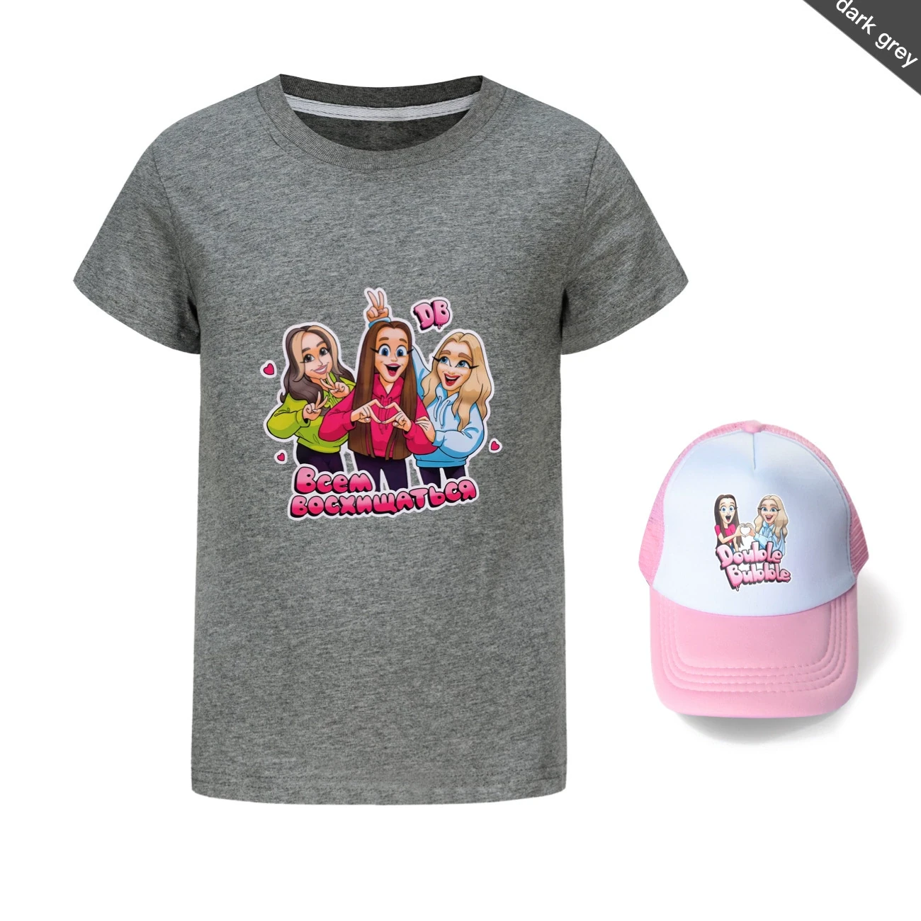 Graphic Tee & Sun Hat Set — 5639 Edition, Style 14 · Dark Grey