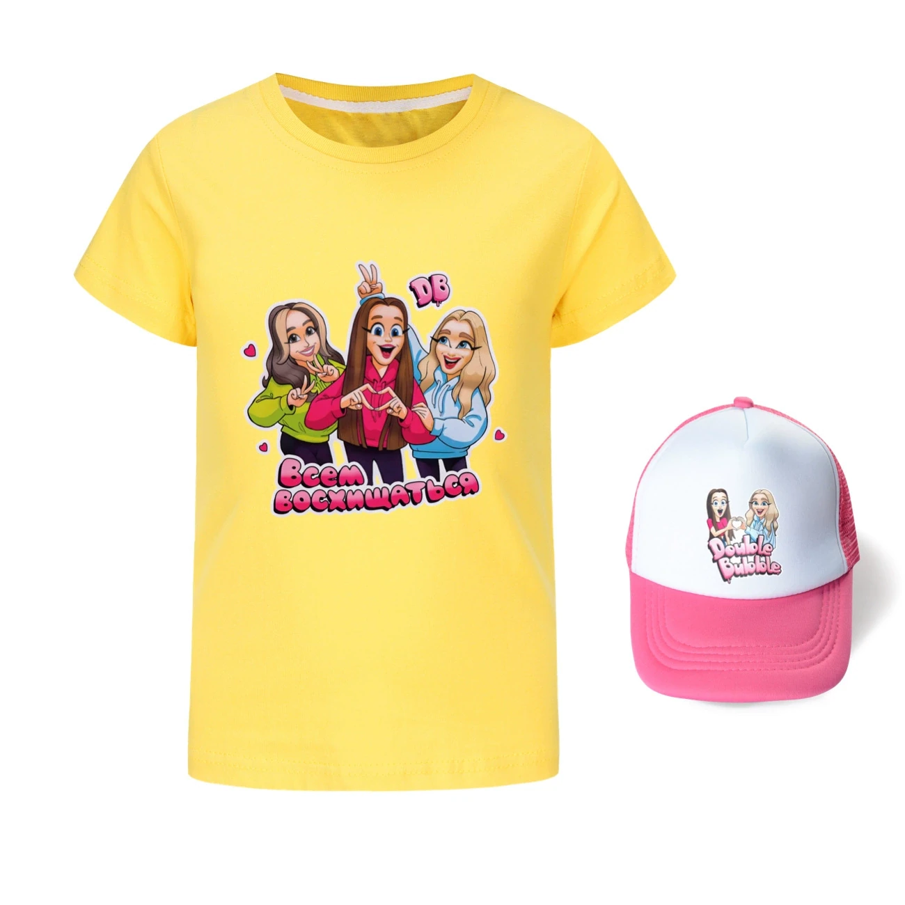 Graphic Tee & Sun Hat Set — 5639 Edition, Style 16 · Yellow