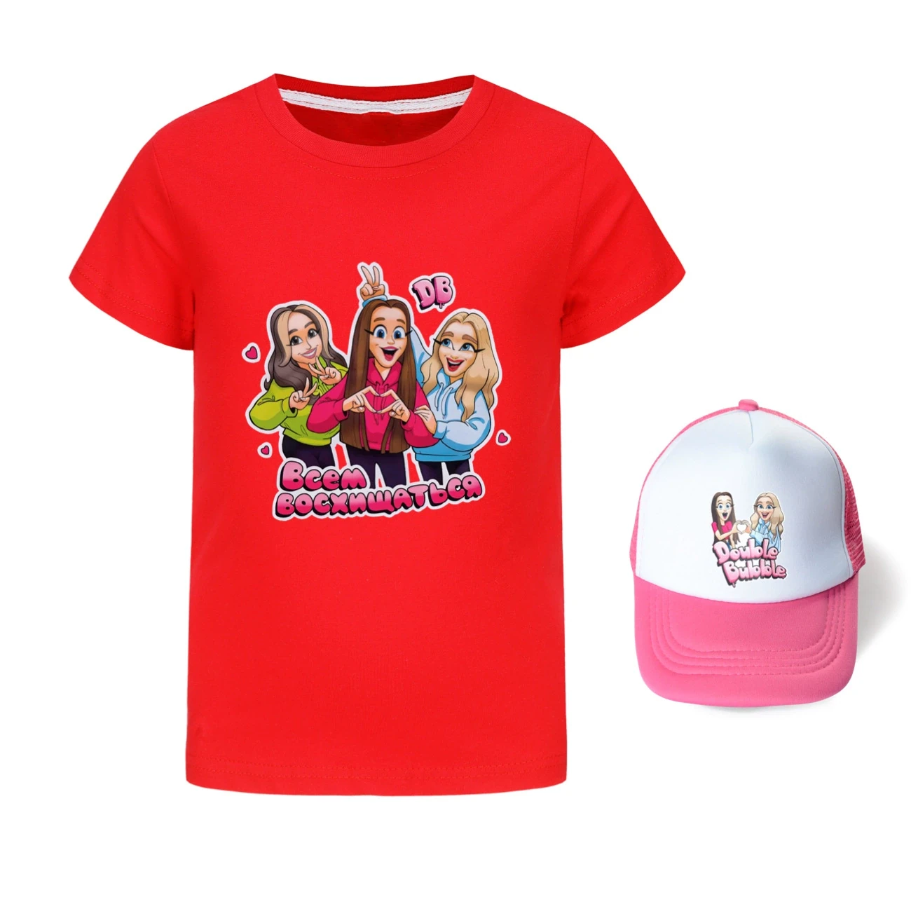 Graphic Tee & Sun Hat Set — 5639 Edition, Style 17 · Red