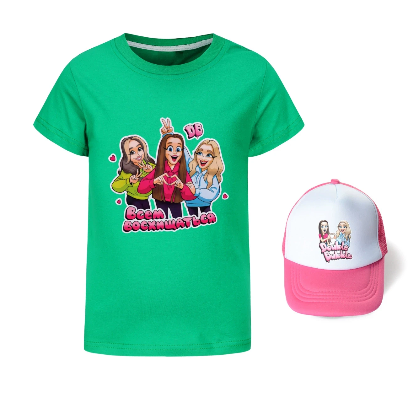 Graphic Tee & Sun Hat Set — 5639 Edition, Style 20 · Green