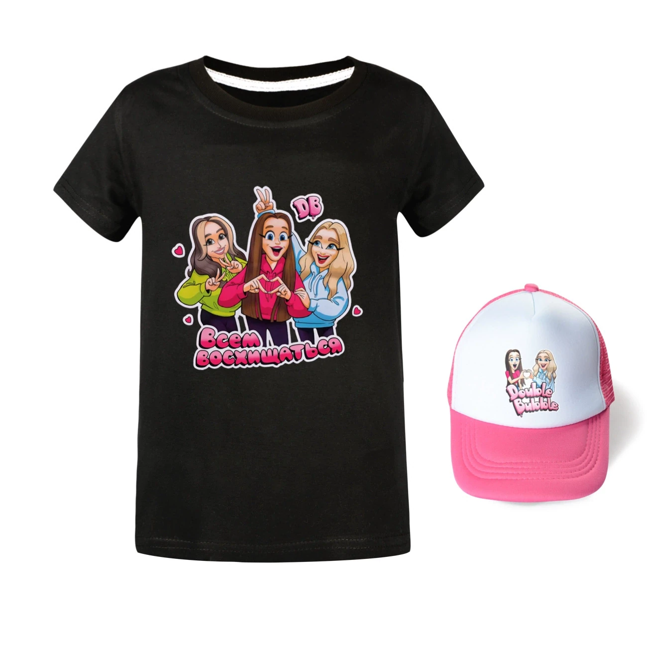 Graphic Tee & Sun Hat Set — 5639 Edition, Style 21 · Black