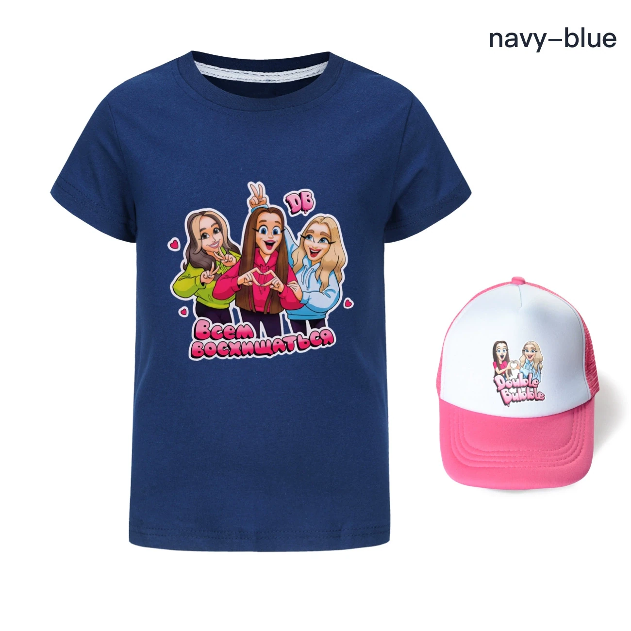 Graphic Tee & Sun Hat Set — 5639 Edition, Style 23 · Navy