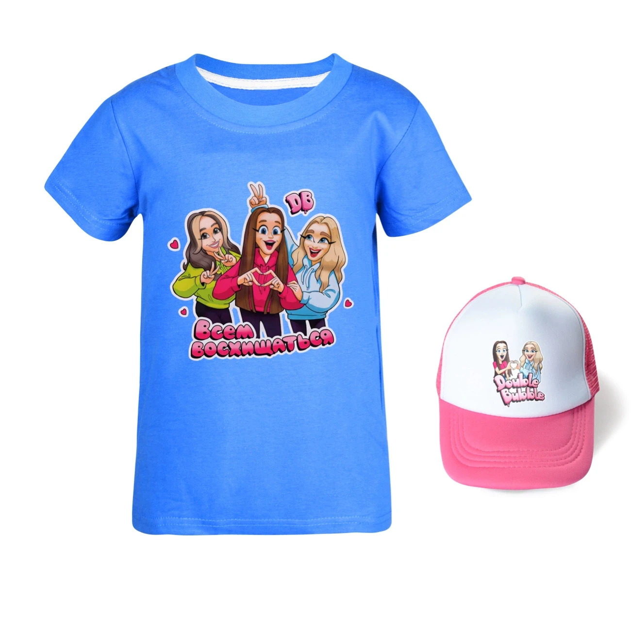 Graphic Tee & Sun Hat Set — 5639 Edition, Style 24 · Deep Blue