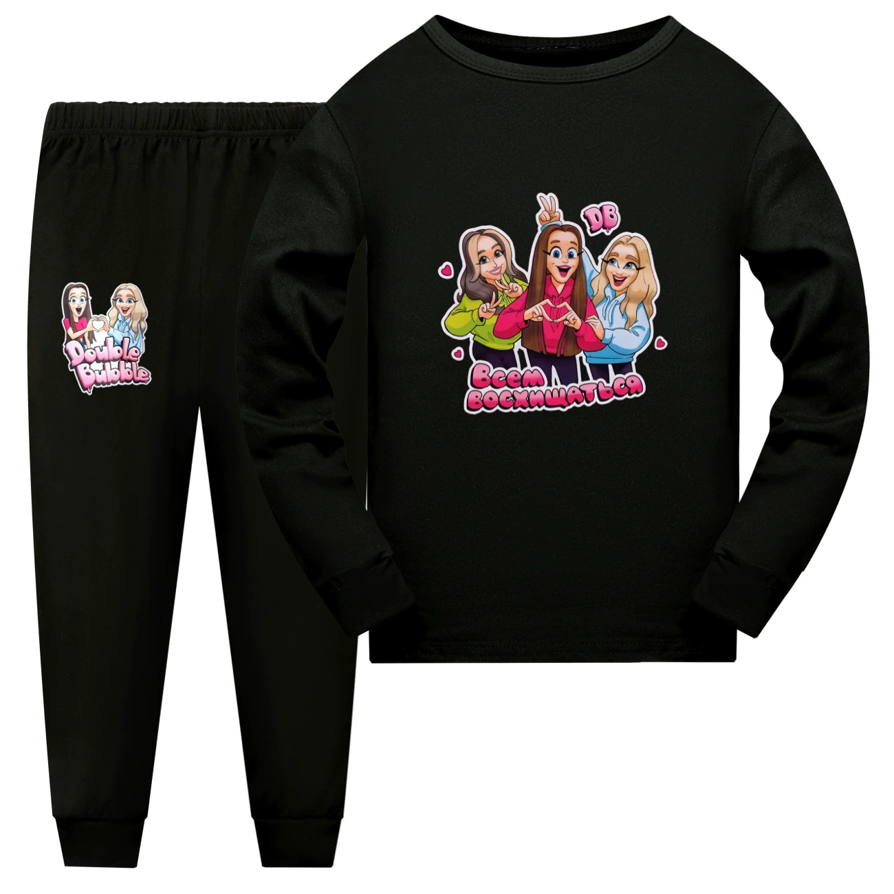 Family Lounge Set — 5639 Edition, Style 13 · Long Sleeve · Black