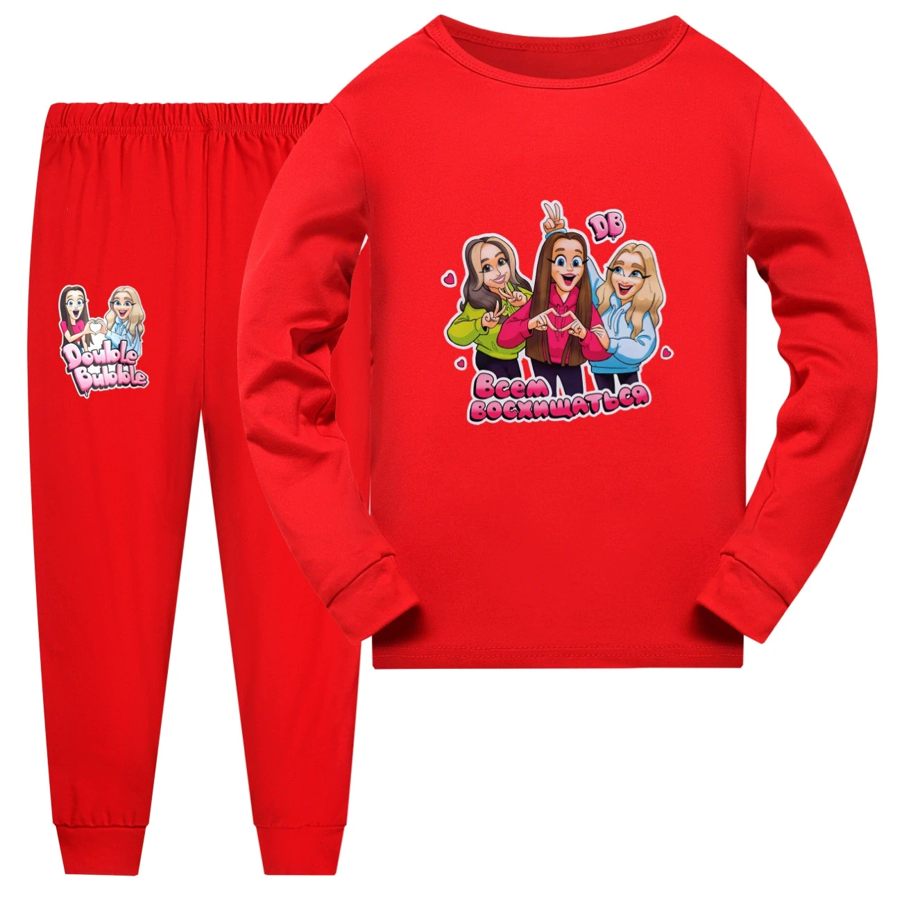 Family Lounge Set — 5639 Edition, Style 14 · Long Sleeve · Red