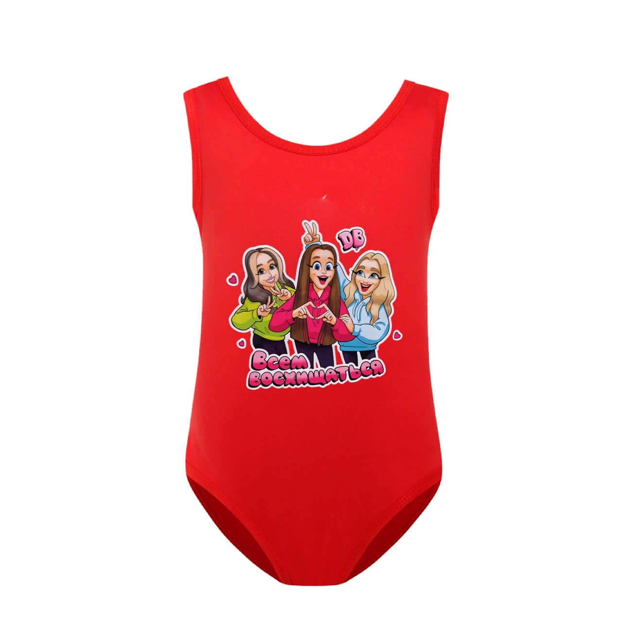 Girls’ Swimsuit & Cap Set — 5639 Edition, Style 27 · Red