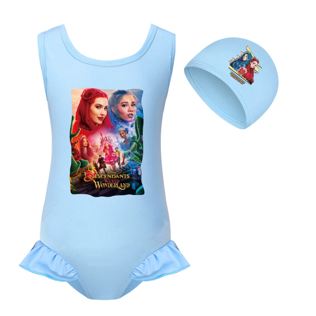 Girls’ Swimsuit & Cap Set — 5795 Edition, Style 01 · Set · Light Blue