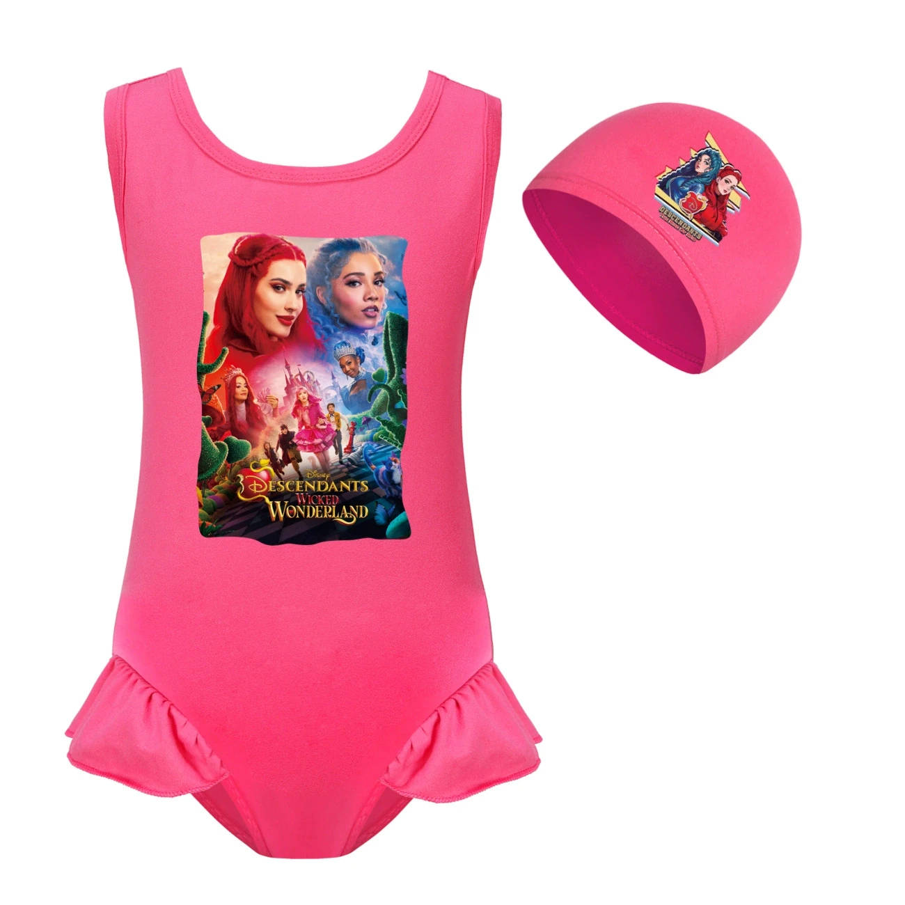 Girls’ Swimsuit & Cap Set — 5795 Edition, Style 02 · Set · Rose