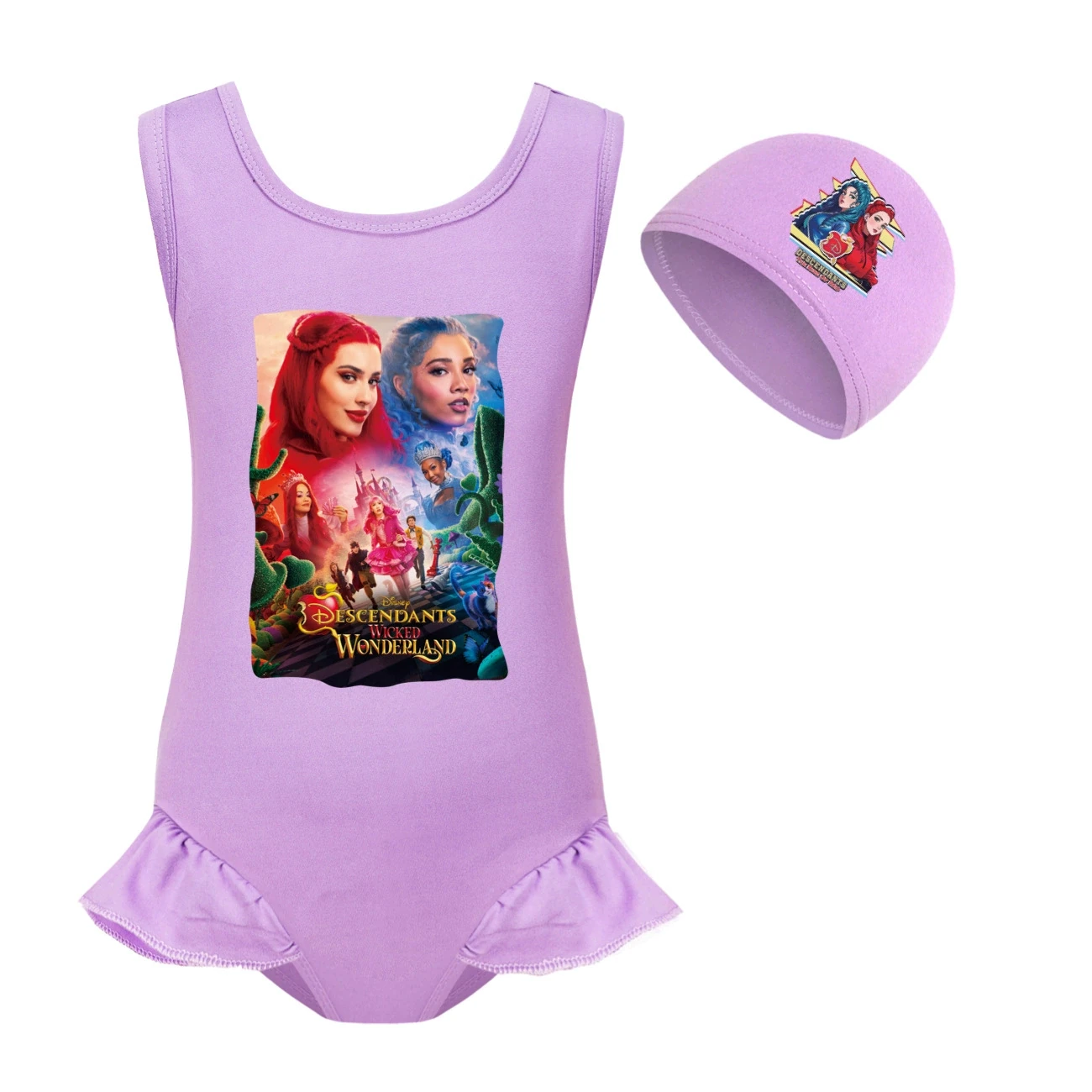 Girls’ Swimsuit & Cap Set — 5795 Edition, Style 03 · Set · Purple