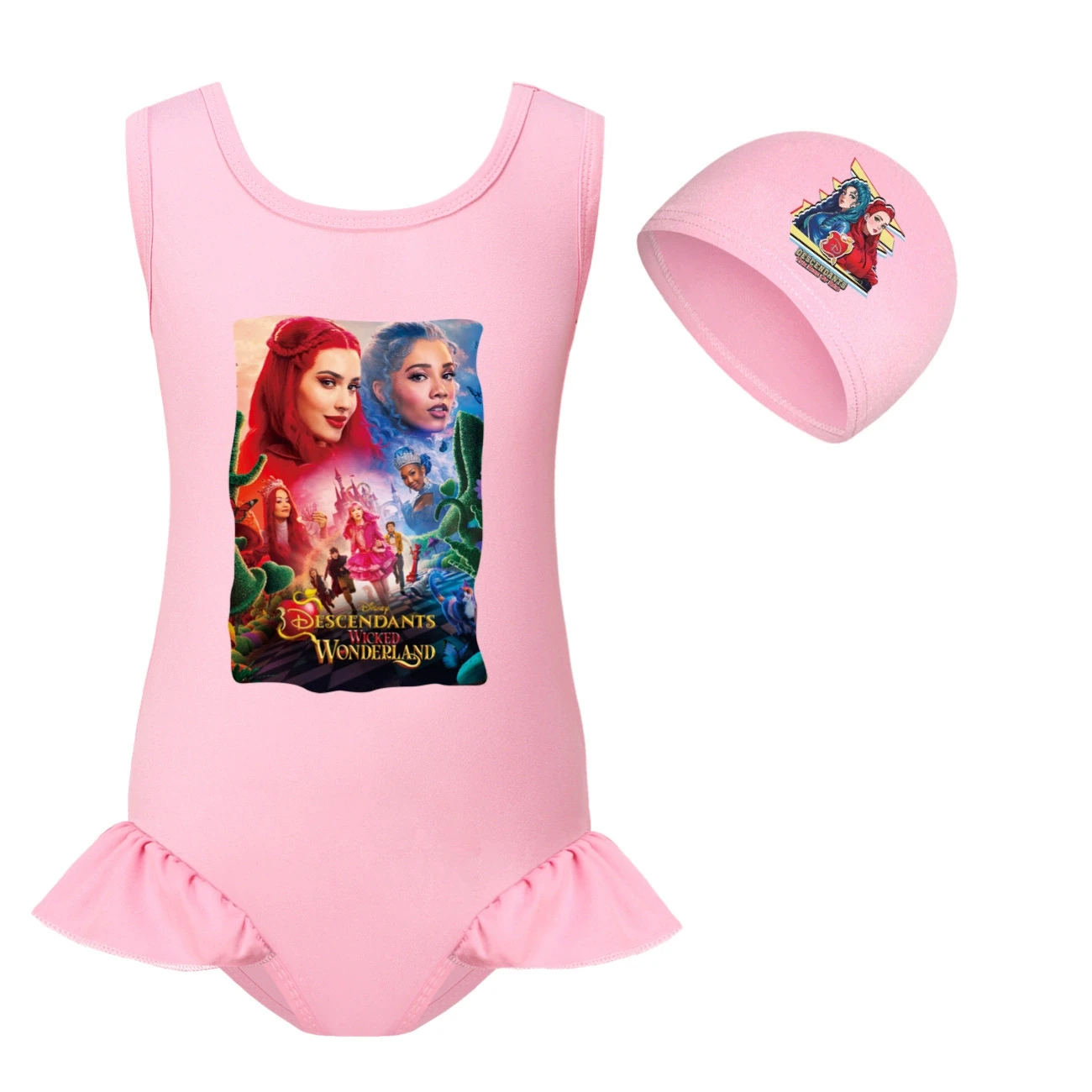 Girls’ Swimsuit & Cap Set — 5795 Edition, Style 04 · Set · Pink