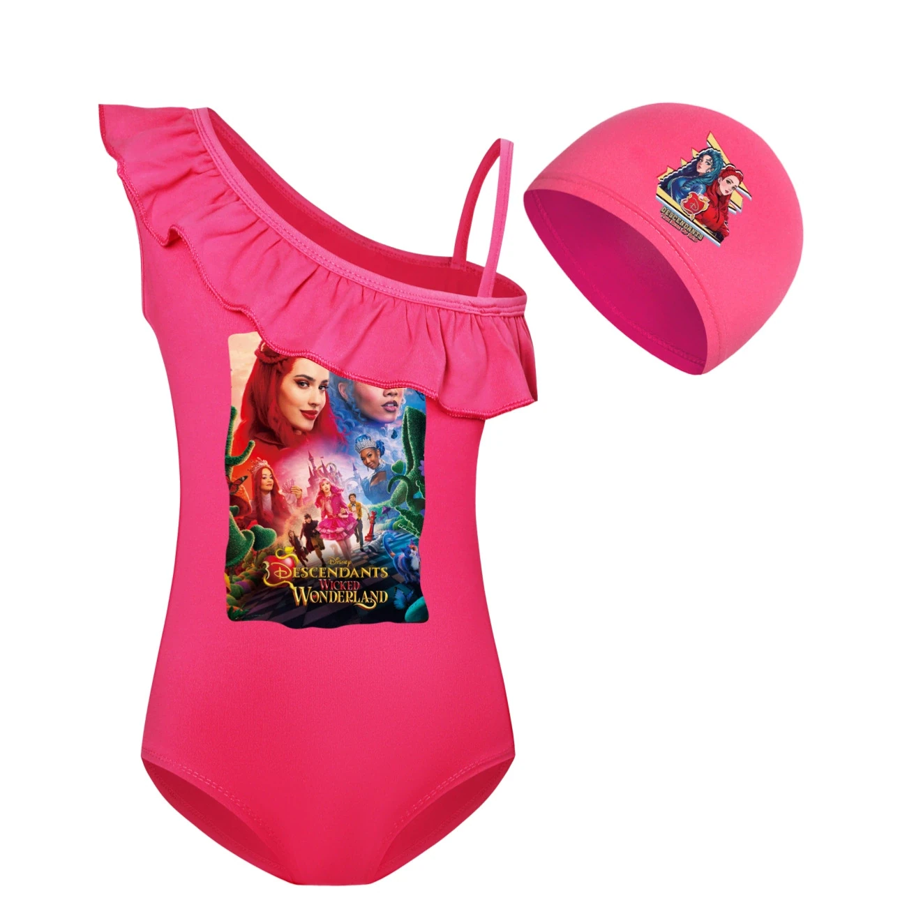 Girls’ Swimsuit & Cap Set — 5795 Edition, Style 06 · Set · Rose