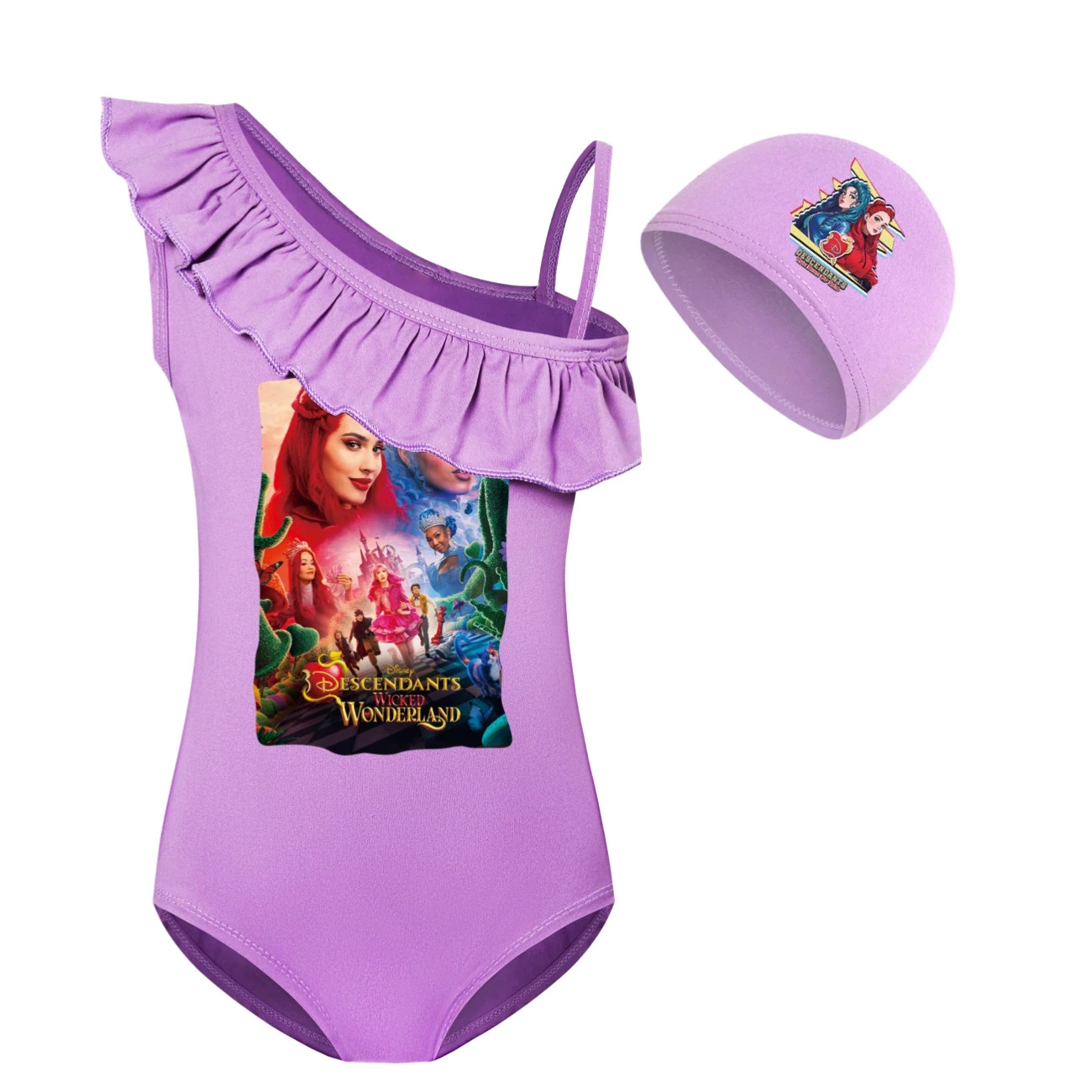 Girls’ Swimsuit & Cap Set — 5795 Edition, Style 07 · Set · Purple