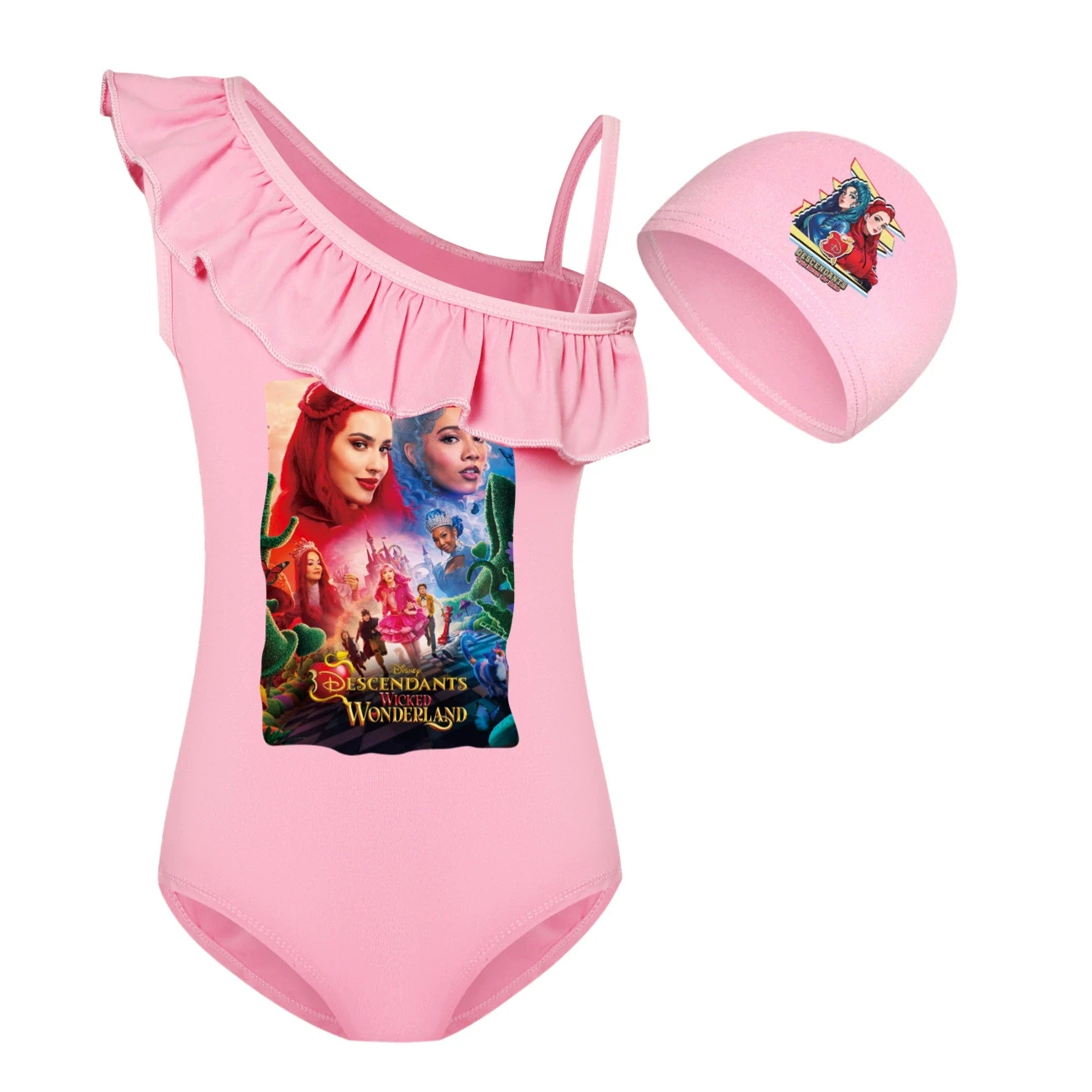 Girls’ Swimsuit & Cap Set — 5795 Edition, Style 08 · Set · Pink