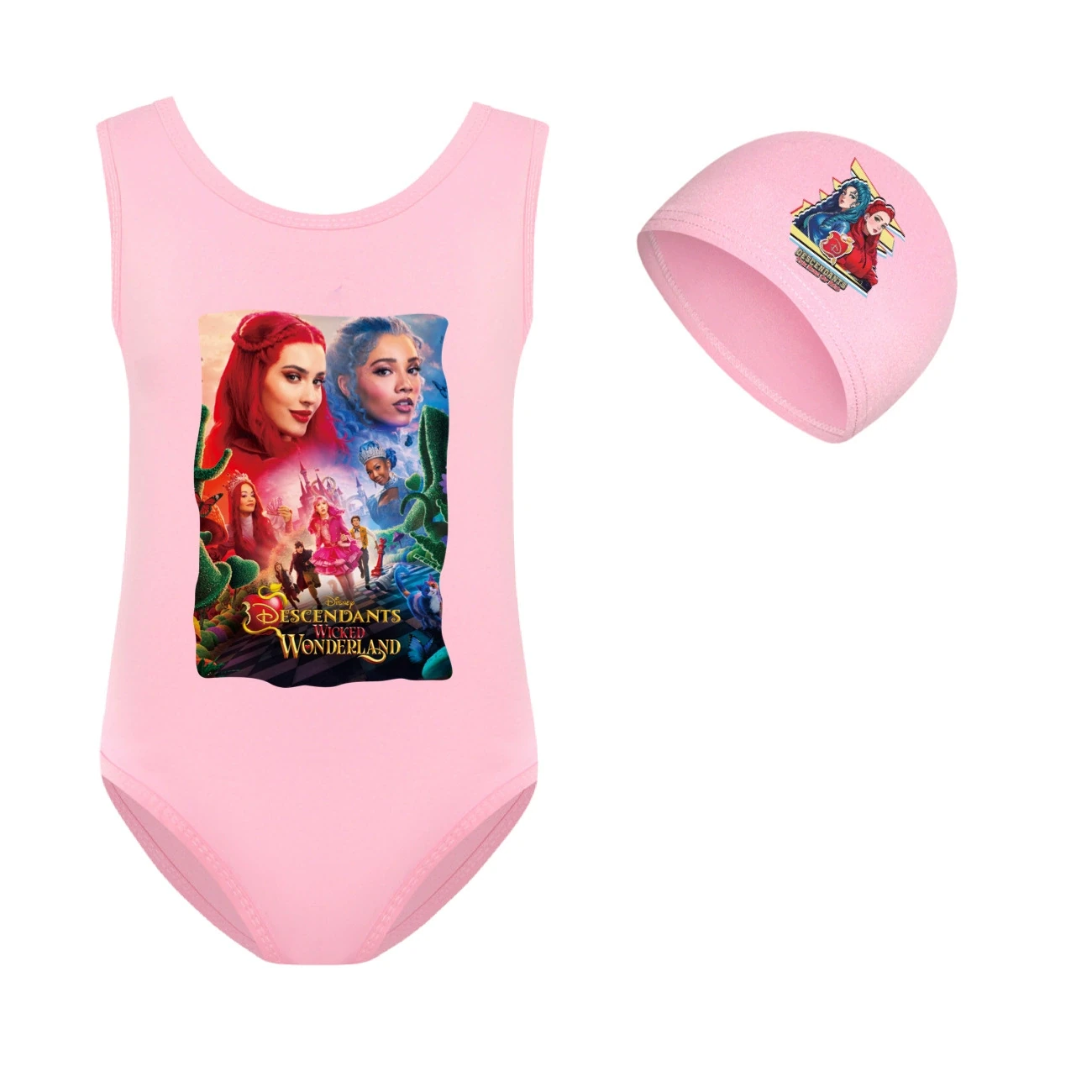 Girls’ Swimsuit & Cap Set — 5795 Edition, Style 09 · Set · Pink