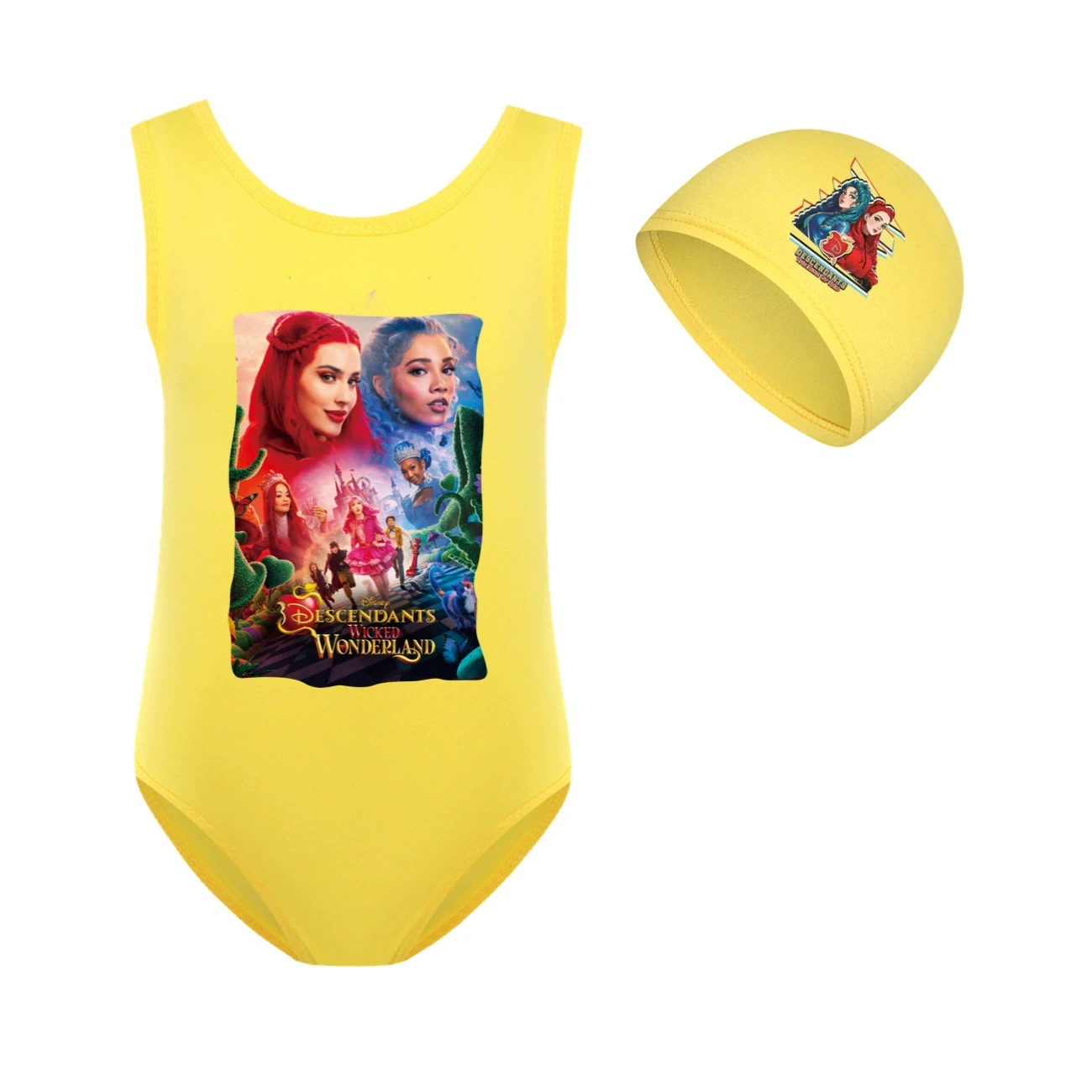 Girls’ Swimsuit & Cap Set — 5795 Edition, Style 10 · Set · Yellow