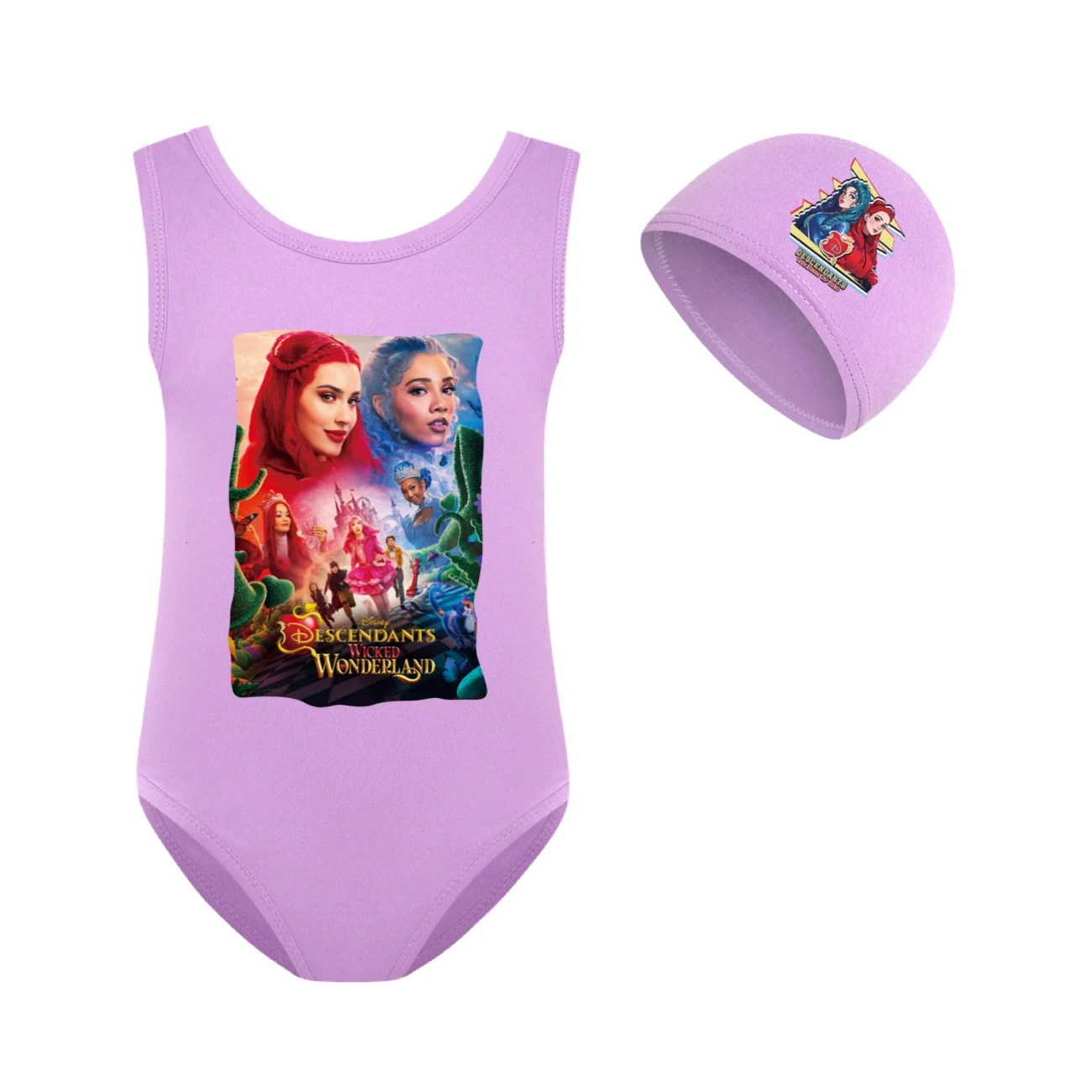 Girls’ Swimsuit & Cap Set — 5795 Edition, Style 12 · Set · Purple