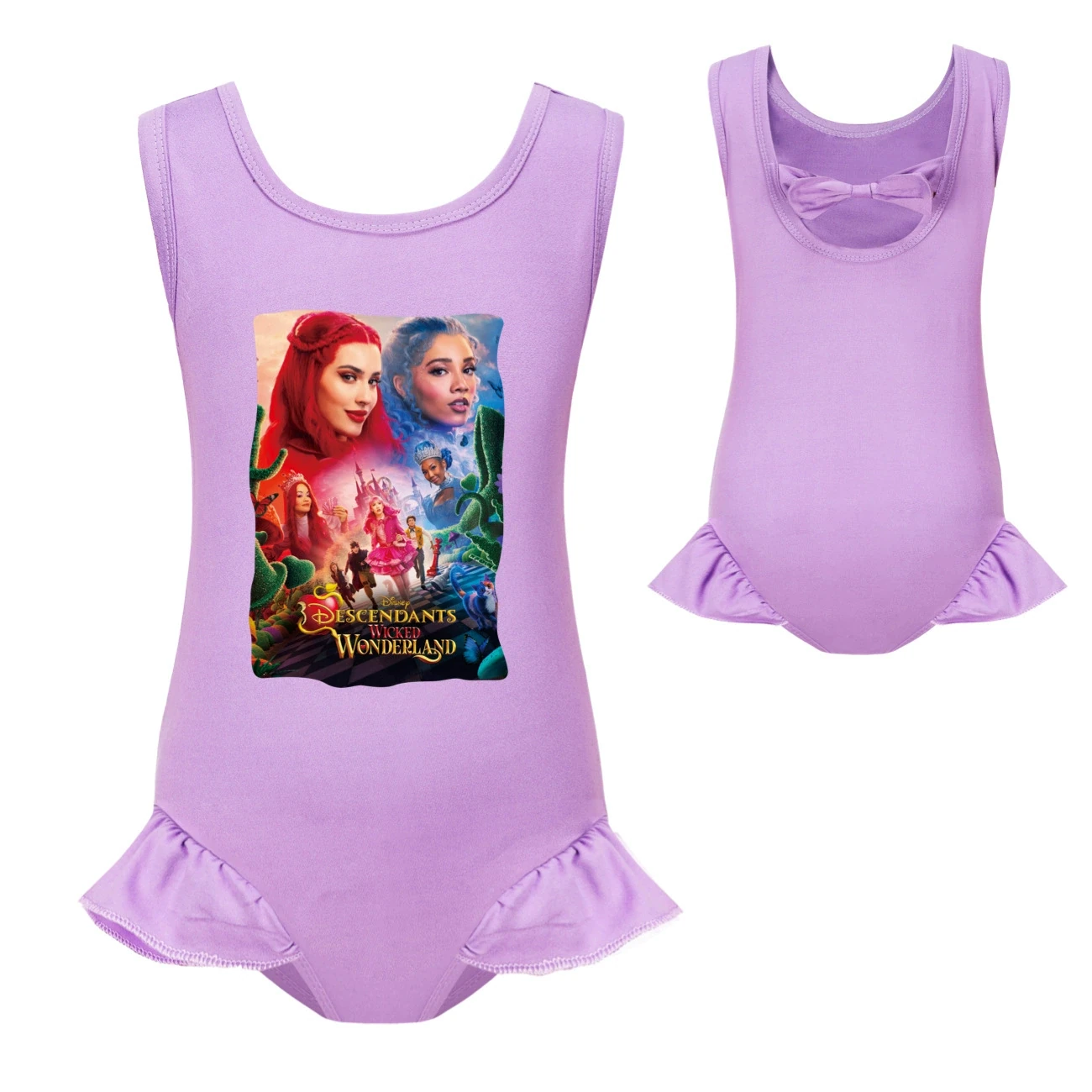 Girls’ Swimsuit & Cap Set — 5795 Edition, Style 19 · Single Piece · Purple