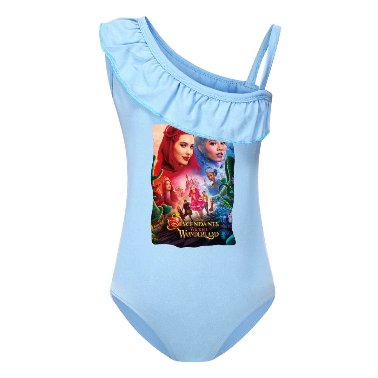 Girls’ Swimsuit & Cap Set — 5795 Edition, Style 21 · Single Piece · Light Blue