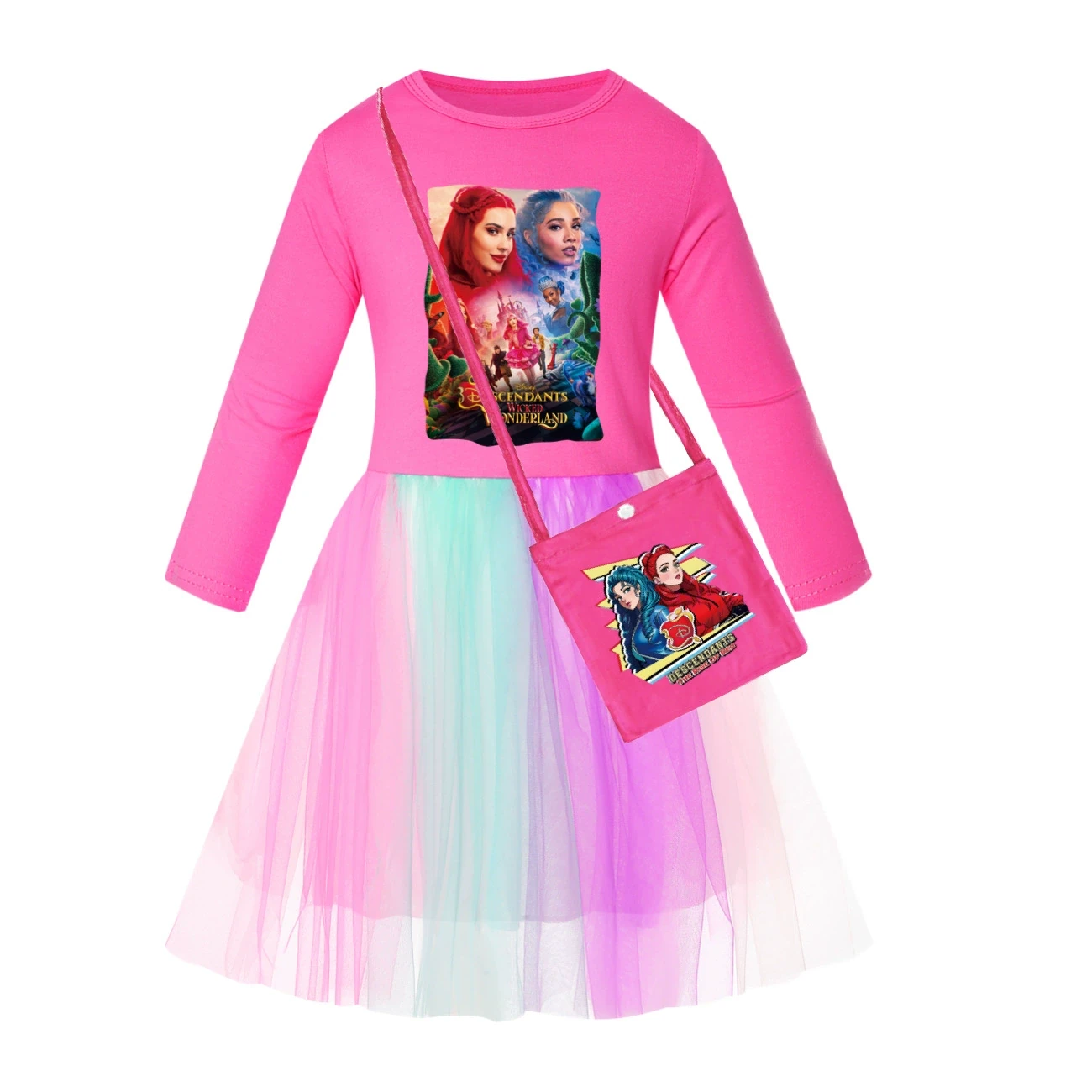 Rainbow Tulle Twirl Dress — 5795 Edition, Style 11 · Long Tulle · with Bag · Rose