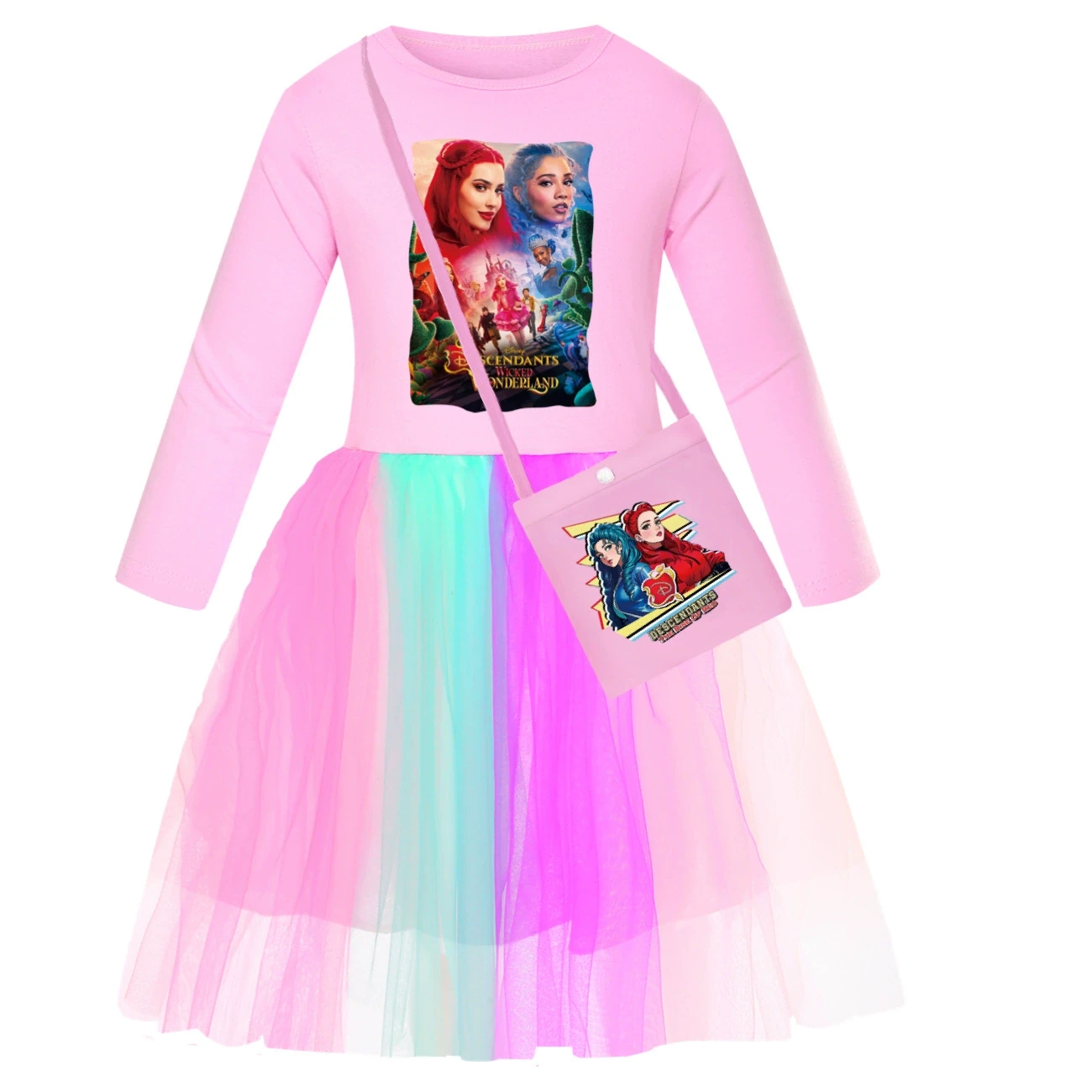 Rainbow Tulle Twirl Dress — 5795 Edition, Style 12 · Long Tulle · with Bag · Pink