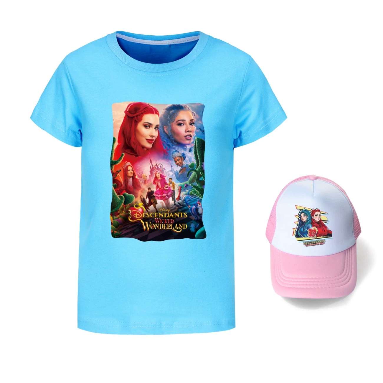 Graphic Tee & Sun Hat Set — 5795 Edition, Style 08 · Light Blue