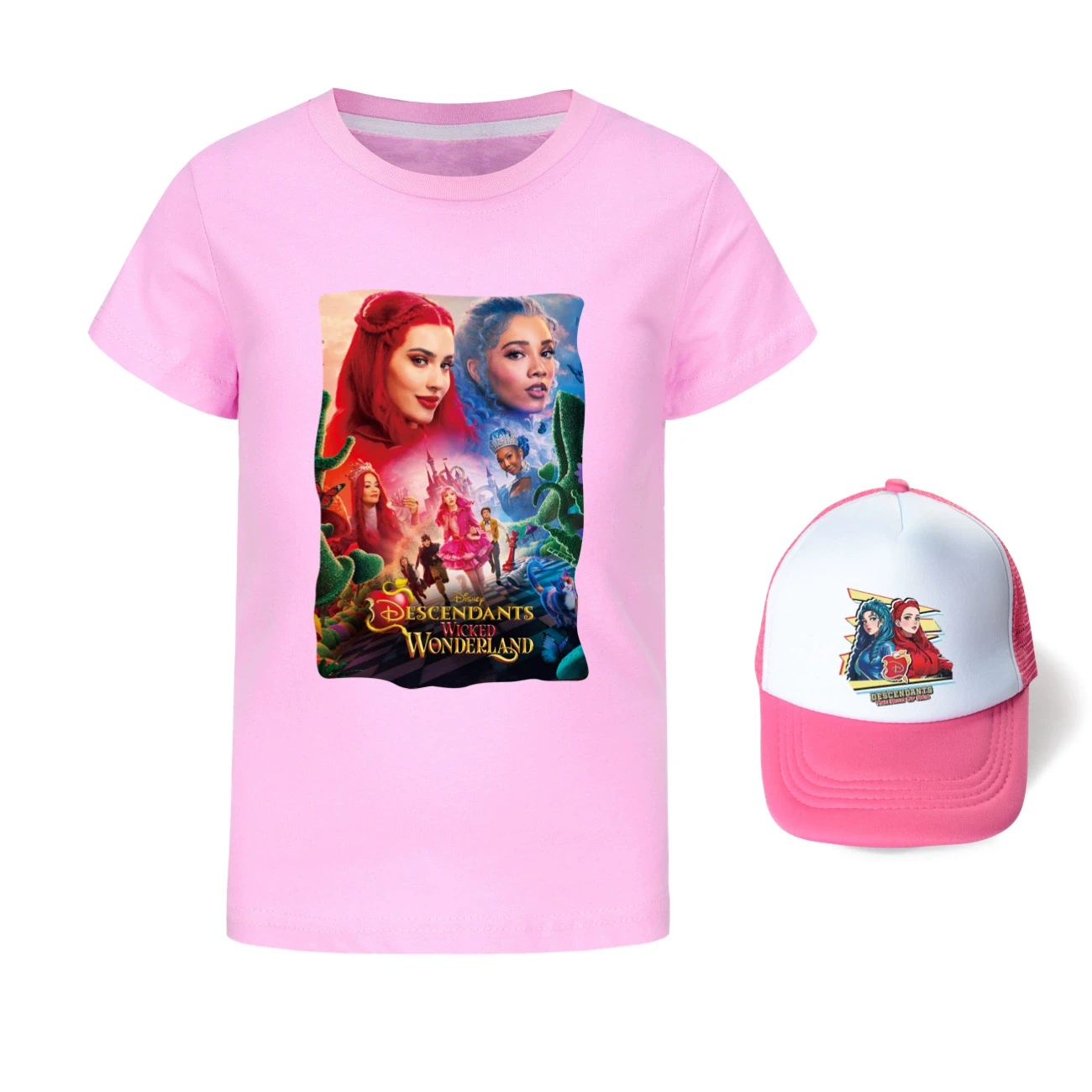 Graphic Tee & Sun Hat Set — 5795 Edition, Style 25 · Pink