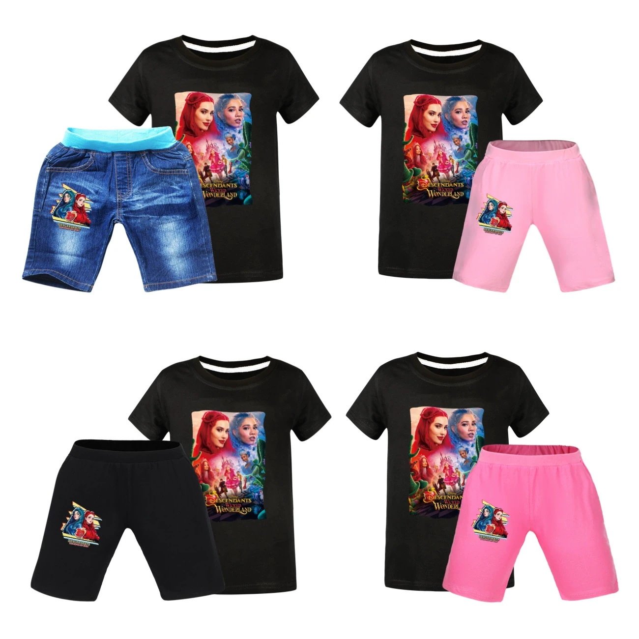 Graphic Tee & Denim Shorts Set — 5795 Edition, clean product view