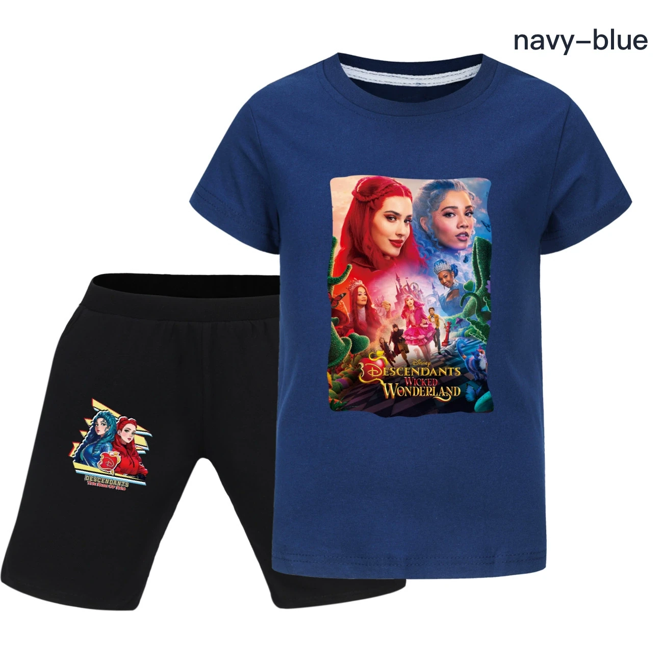 Graphic Tee & Denim Shorts Set — 5795 Edition, Style 17 · Navy