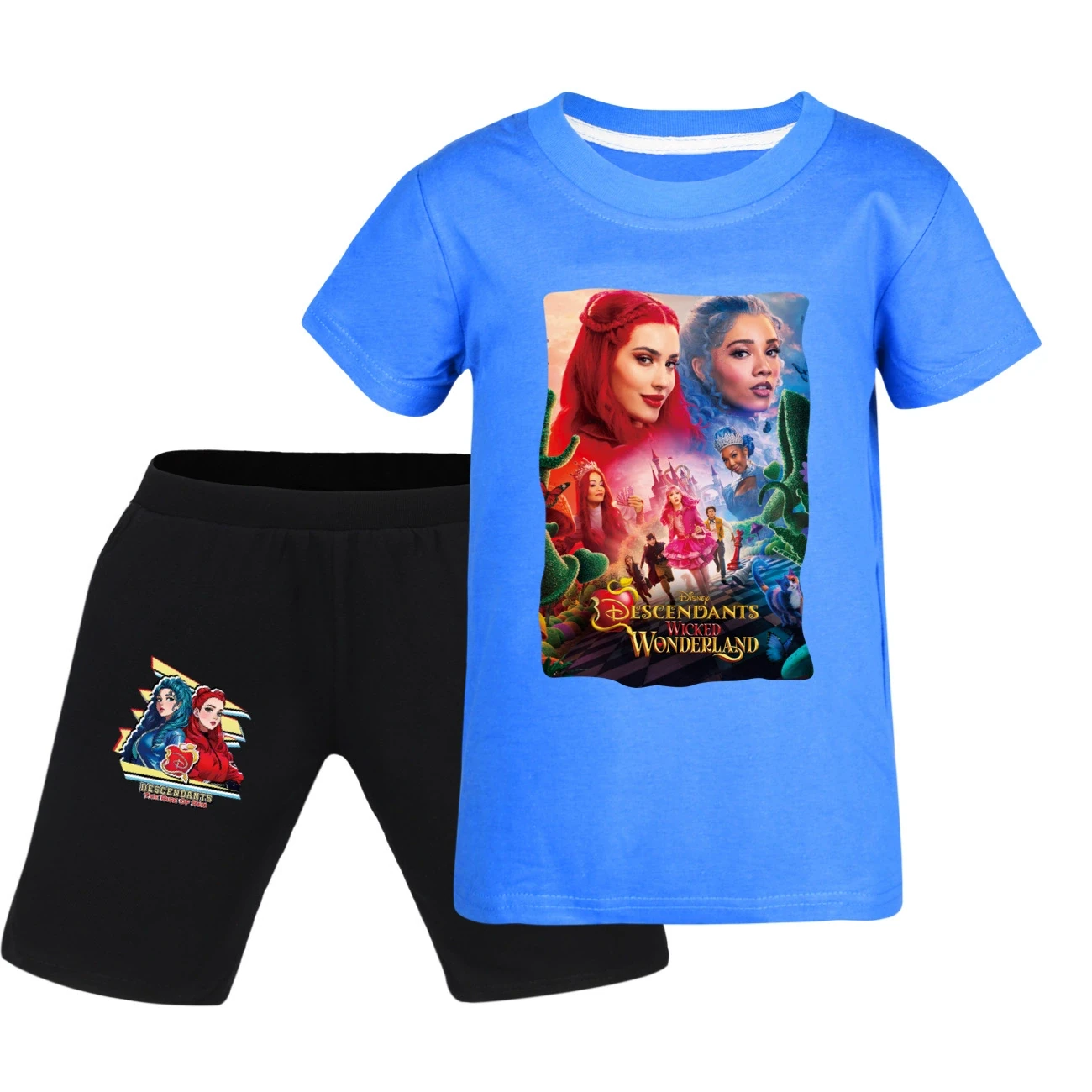 Graphic Tee & Denim Shorts Set — 5795 Edition, Style 18 · Deep Blue
