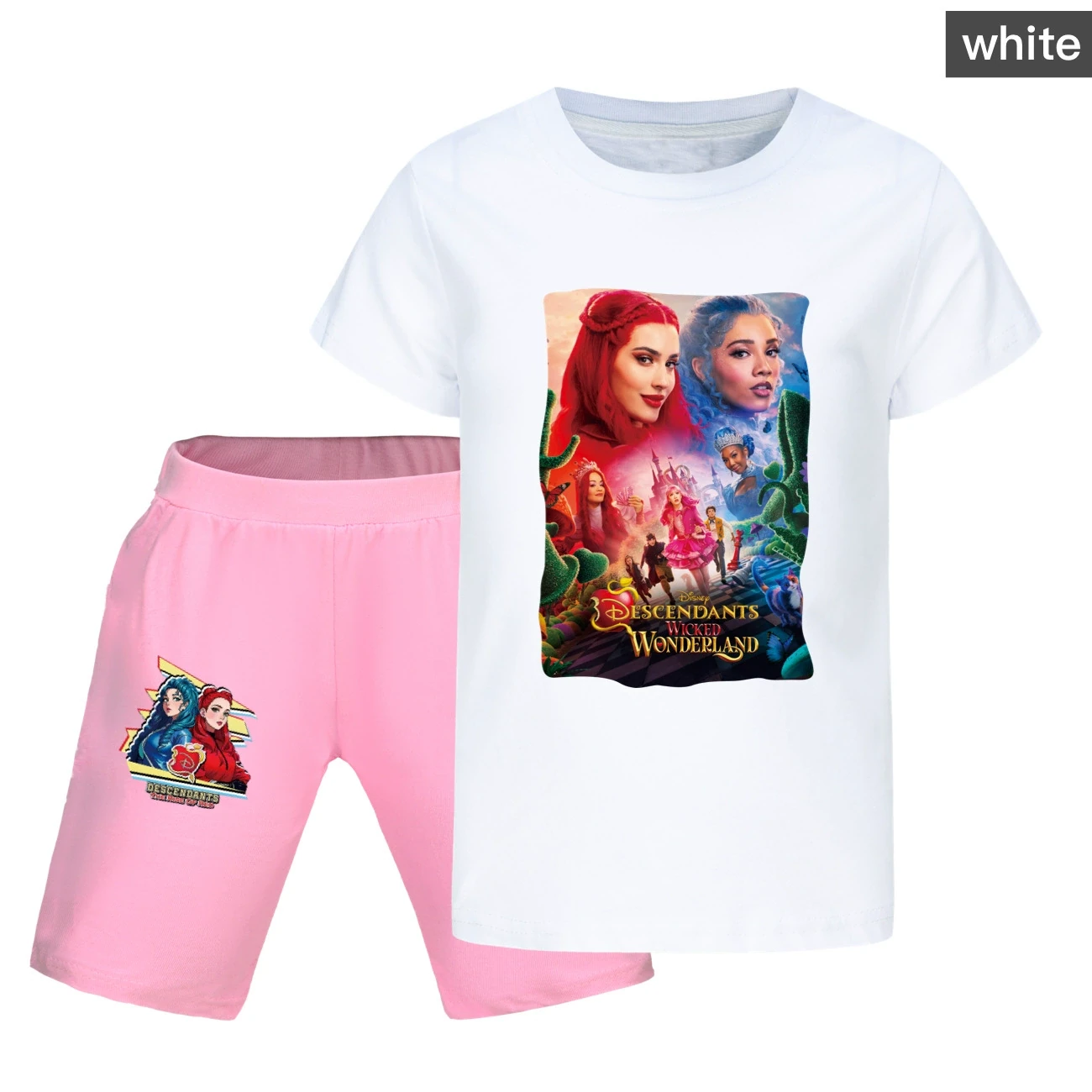 Graphic Tee & Denim Shorts Set — 5795 Edition, Style 21 · White