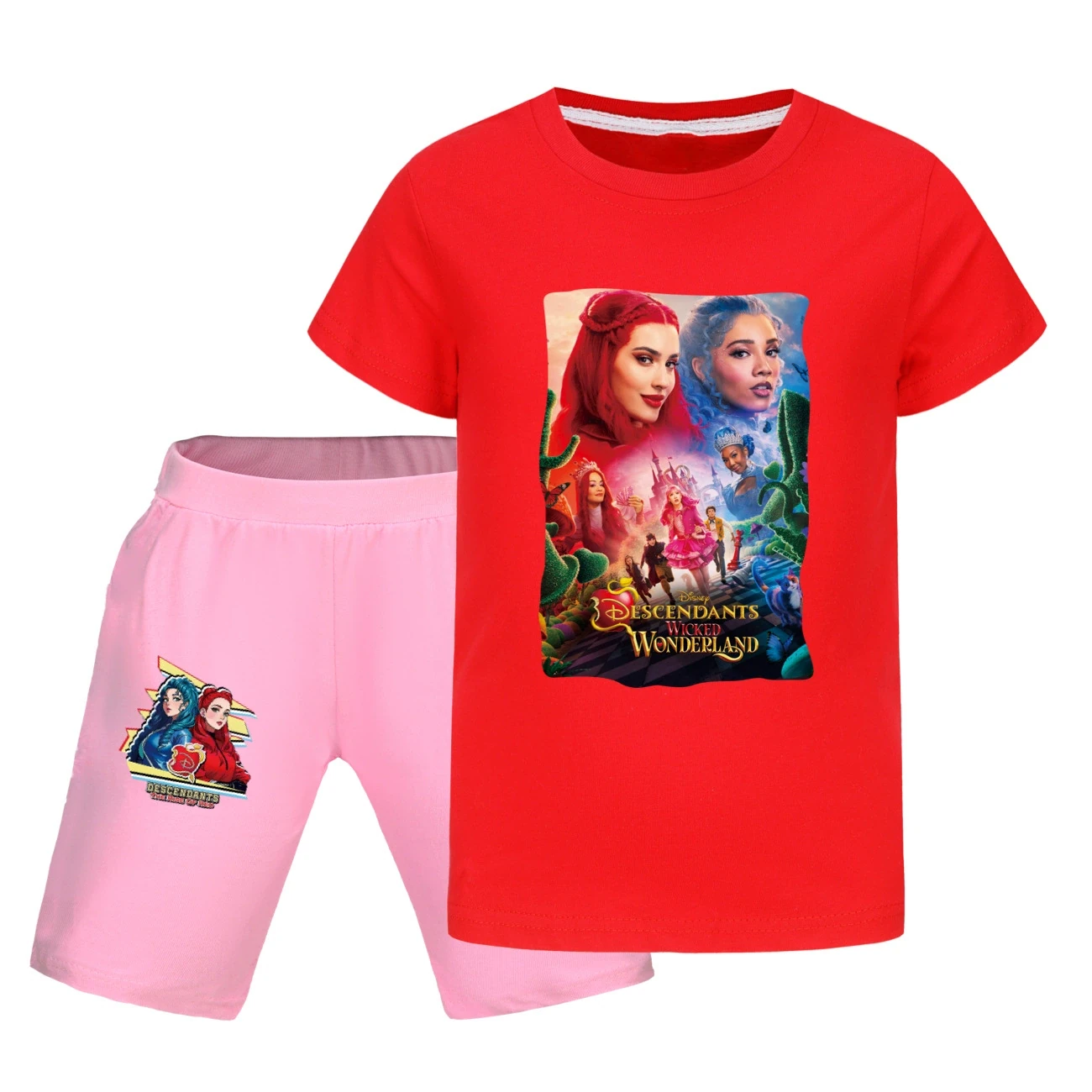 Graphic Tee & Denim Shorts Set — 5795 Edition, Style 22 · Red