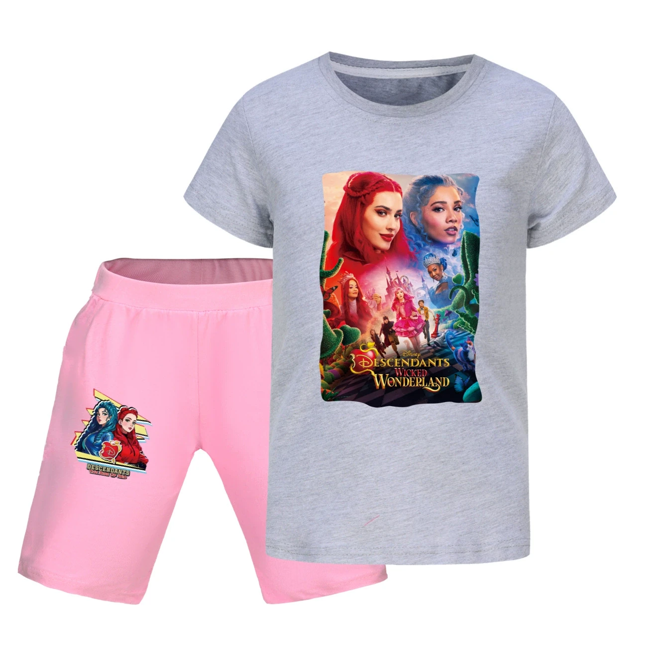 Graphic Tee & Denim Shorts Set — 5795 Edition, Style 24 · Grey