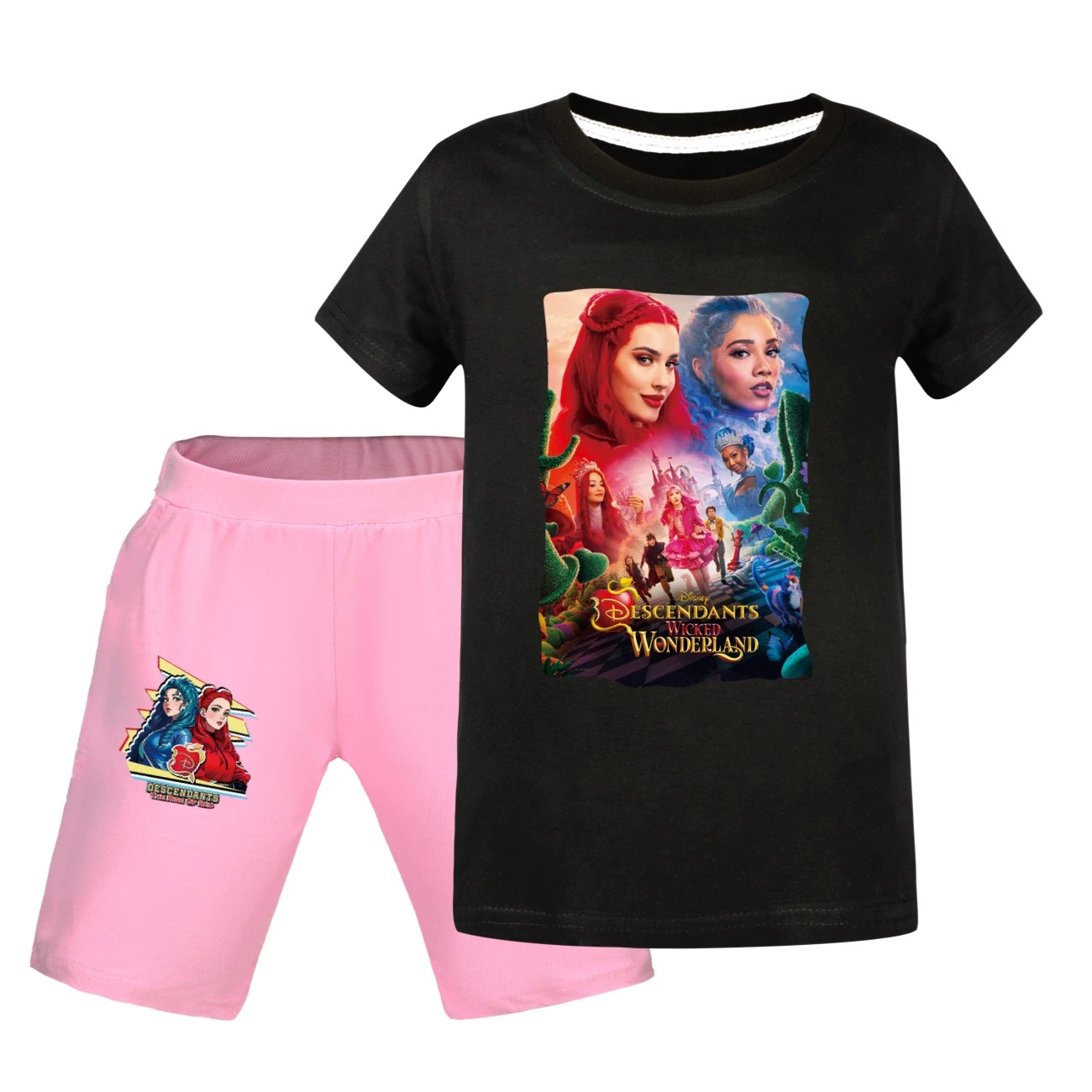 Graphic Tee & Denim Shorts Set — 5795 Edition, Style 25 · Black