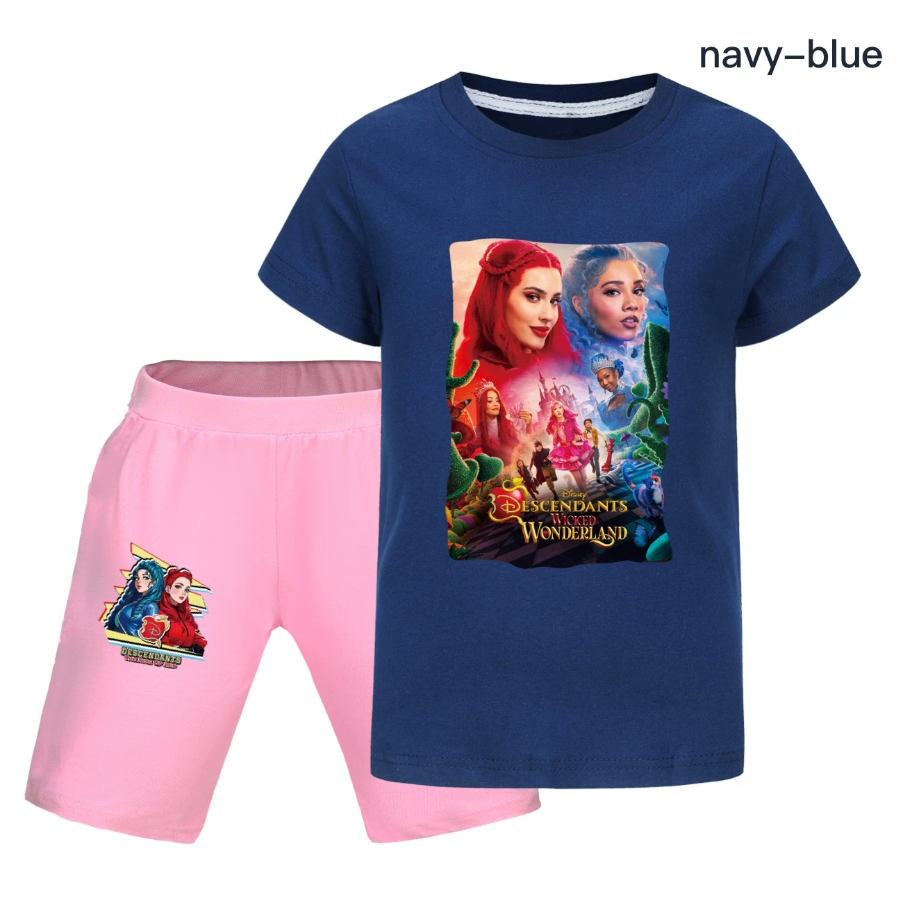 Graphic Tee & Denim Shorts Set — 5795 Edition, Style 27 · Navy